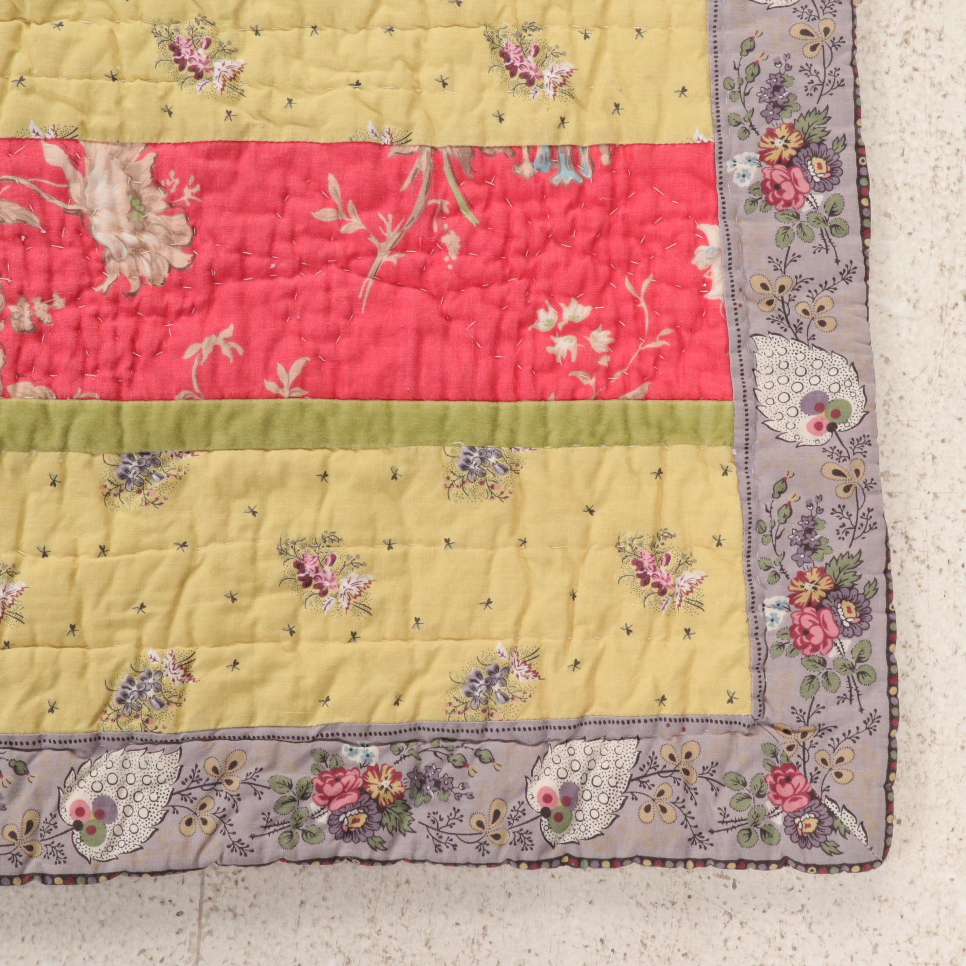 Liz Claiborne "Mirabelle" Full/Queen Floral Quilt and Shams Bedding Set