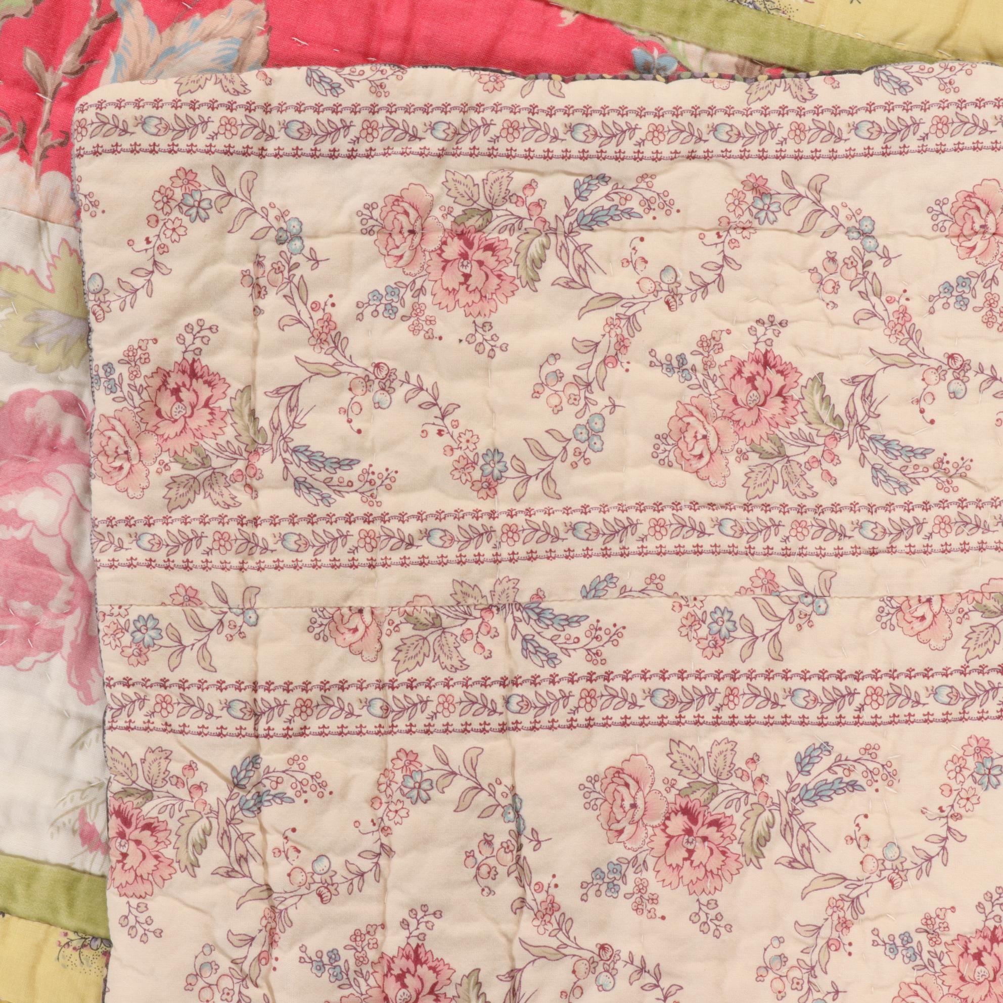 Liz Claiborne "Mirabelle" Full/Queen Floral Quilt and Shams Bedding Set