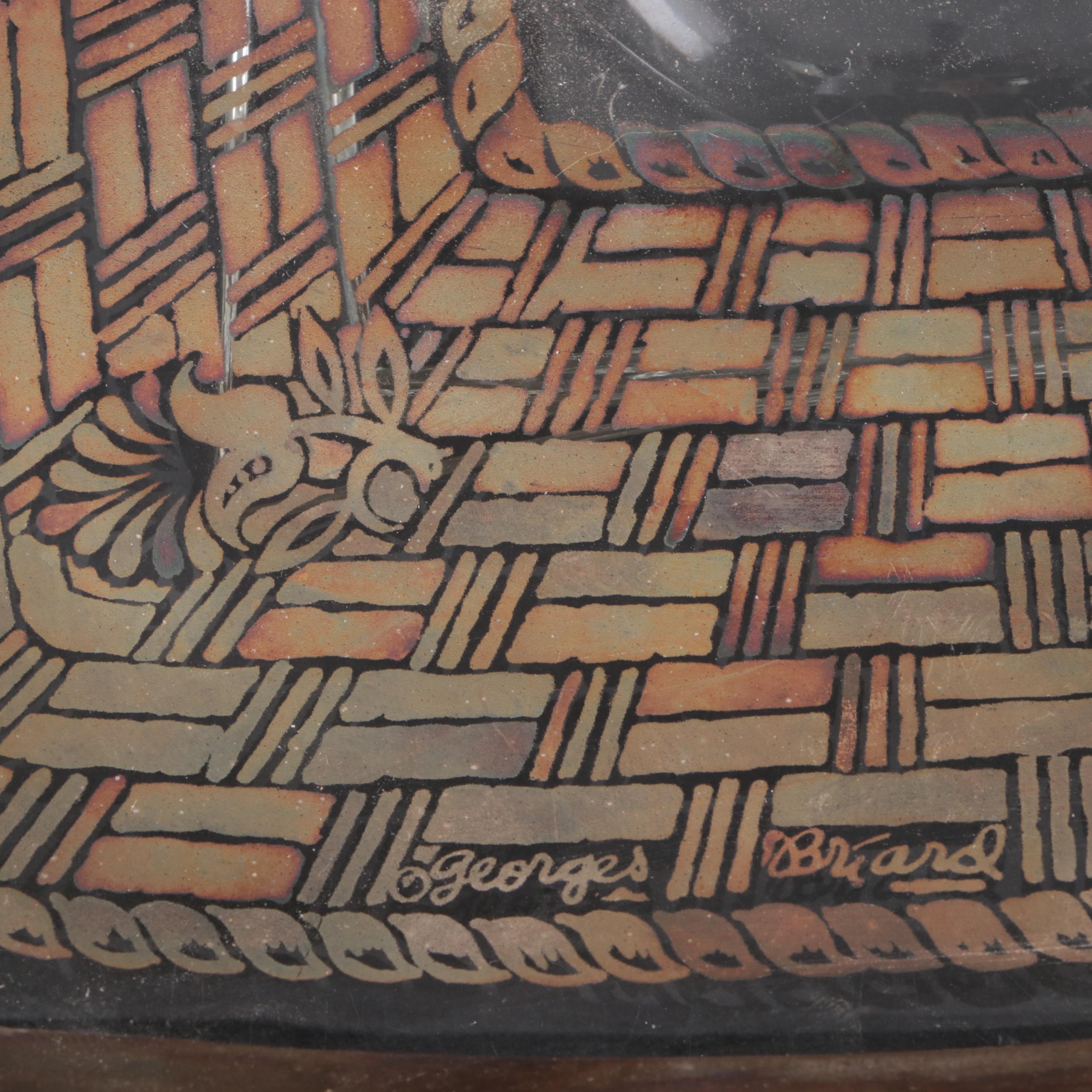 Georges Briard Glass Platter with Libbey and Other Mid Century Modern Barware