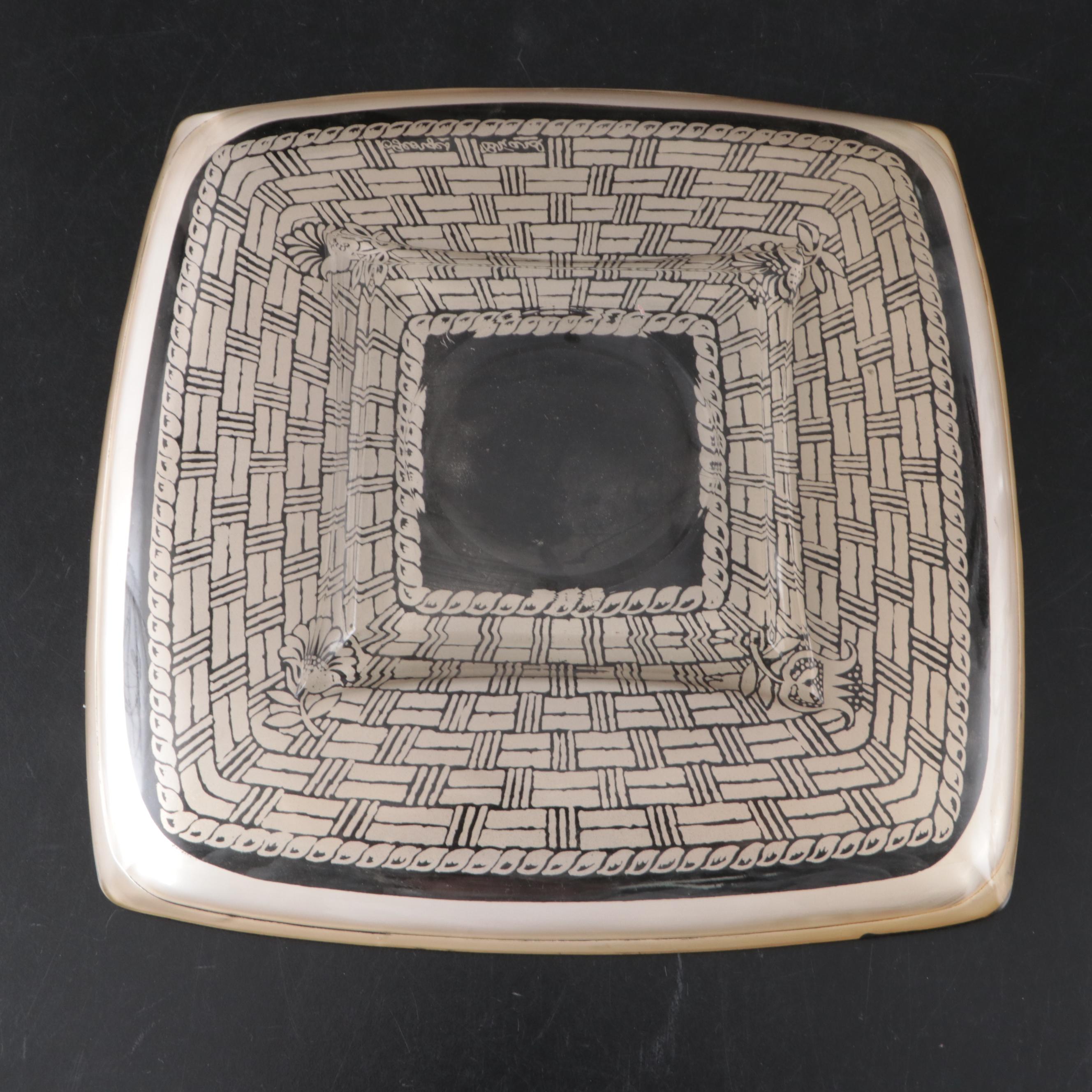 Georges Briard Glass Platter with Libbey and Other Mid Century Modern Barware