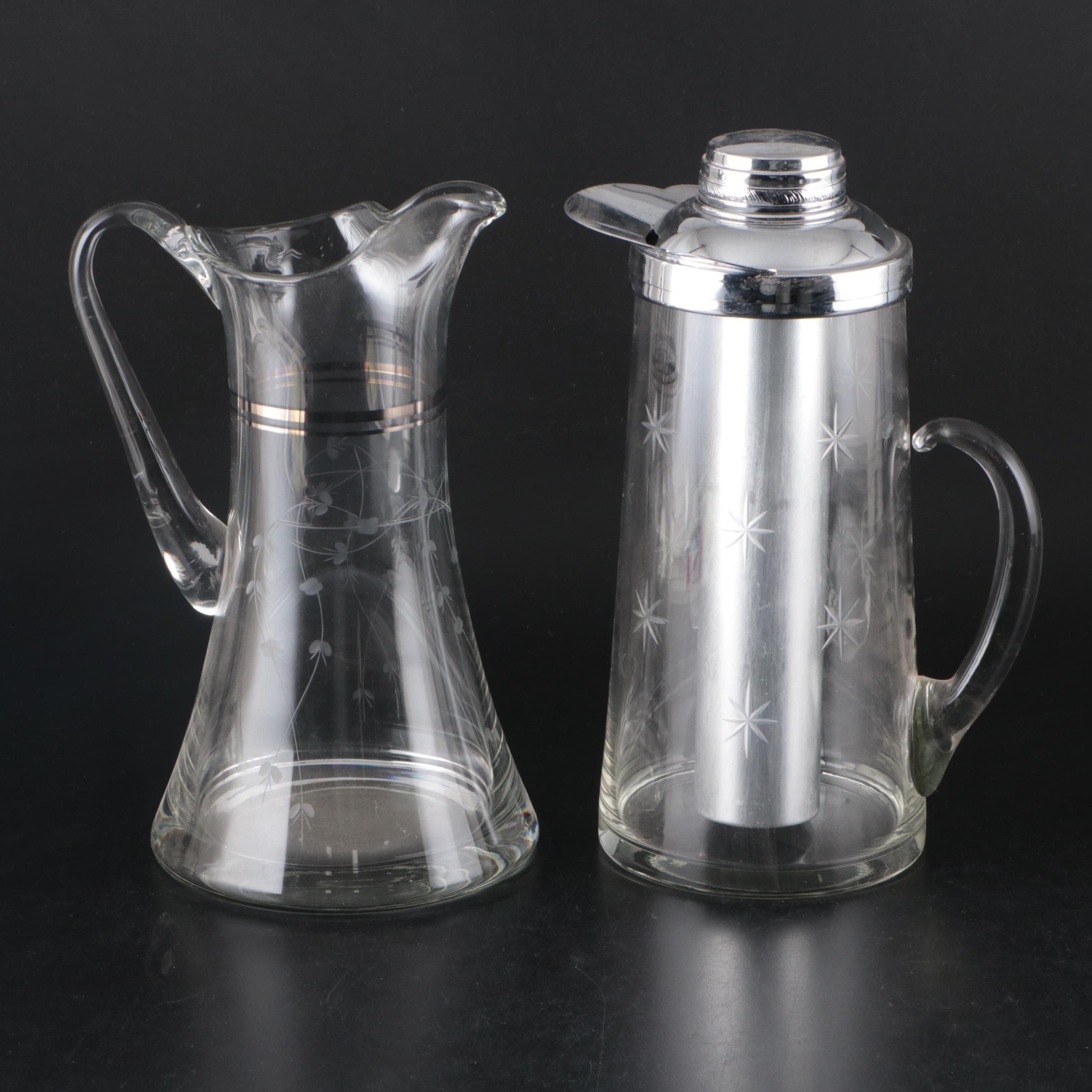 Georges Briard Glass Platter with Libbey and Other Mid Century Modern Barware