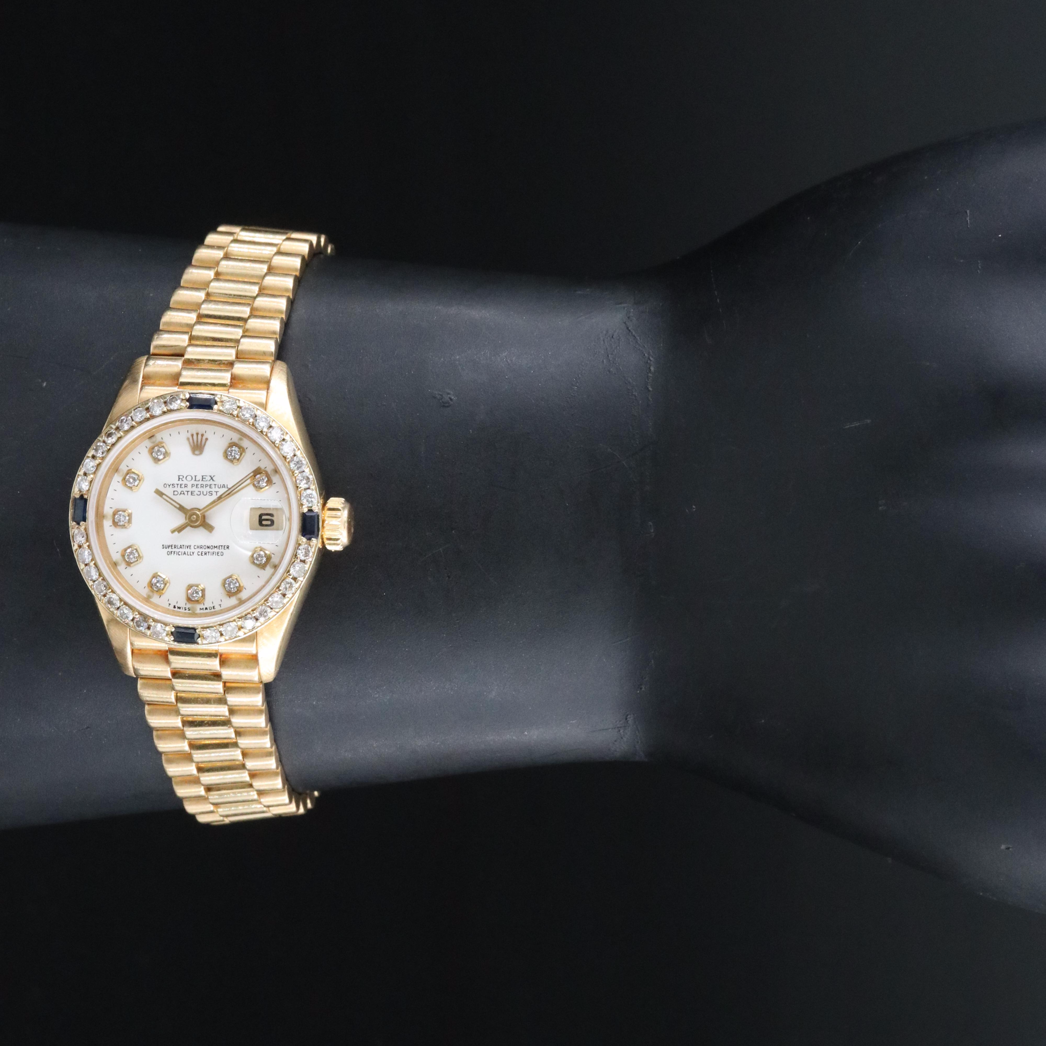 Rolex Datejust 69178 Custom Diamond Dial & Bezel 26mm 18K Gold Automatic Watch