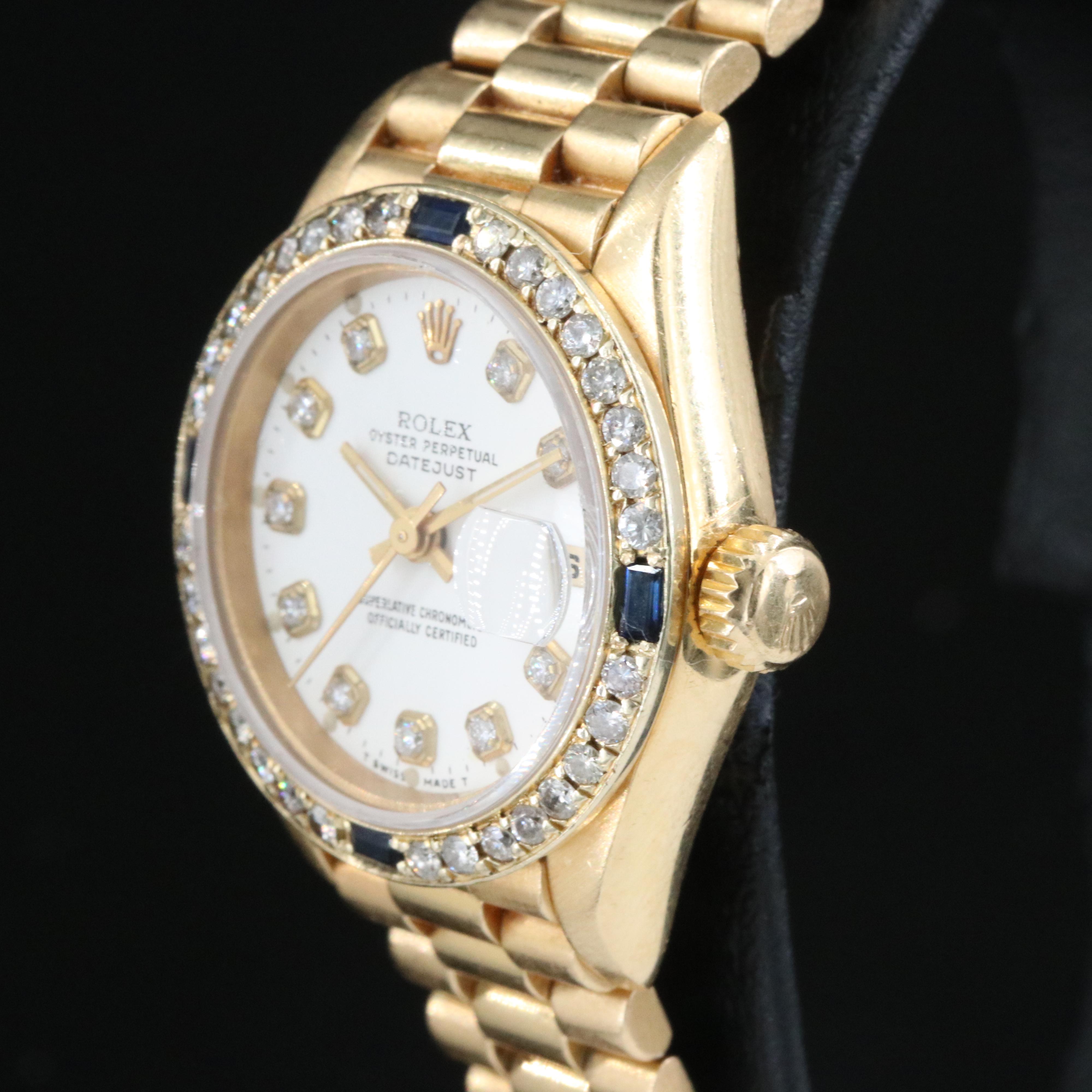 Rolex Datejust 69178 Custom Diamond Dial & Bezel 26mm 18K Gold Automatic Watch