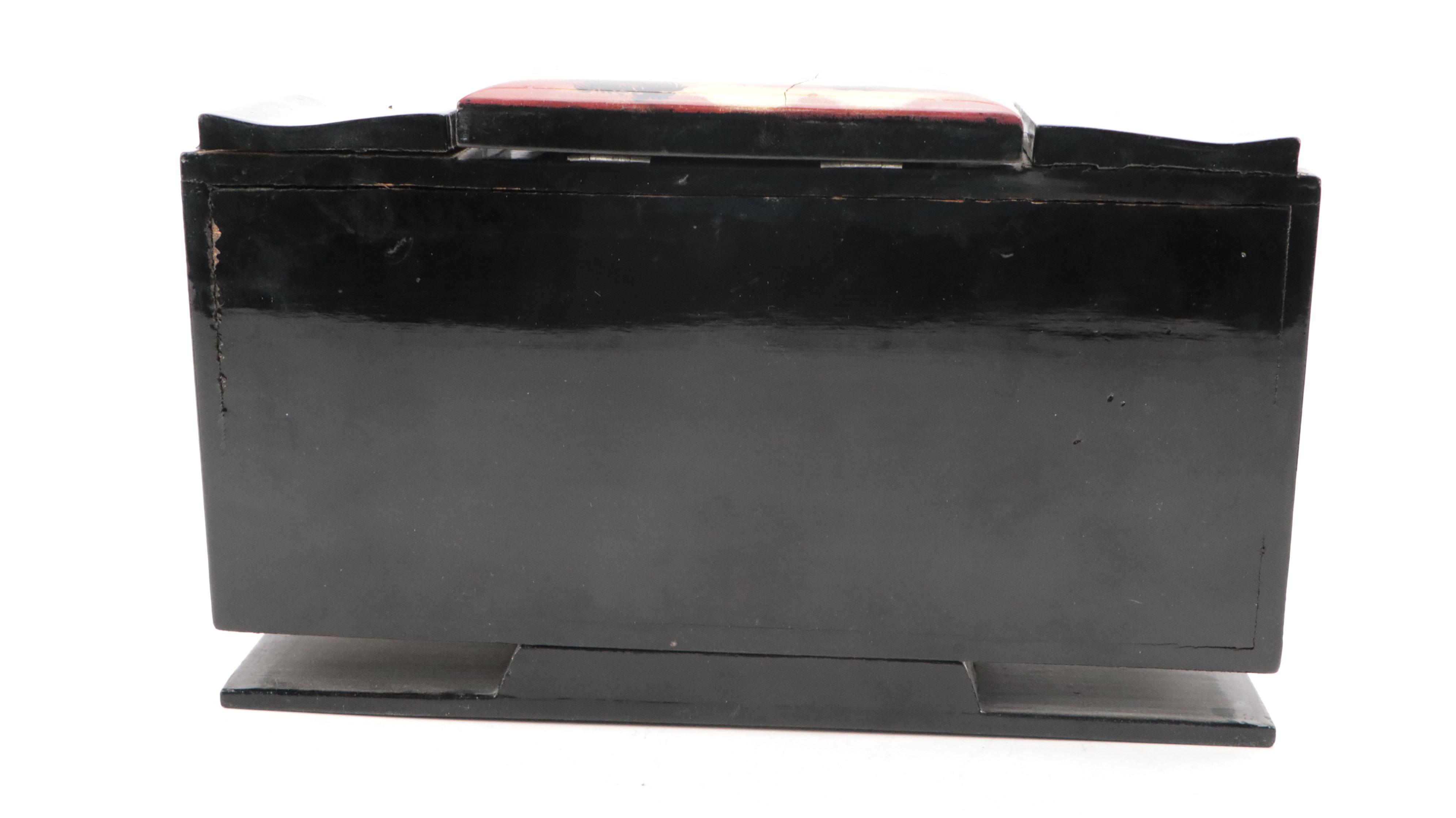 Chinese Jewelry Box and Japanese Hand-Painted Black Lacquerware Jewelry Box