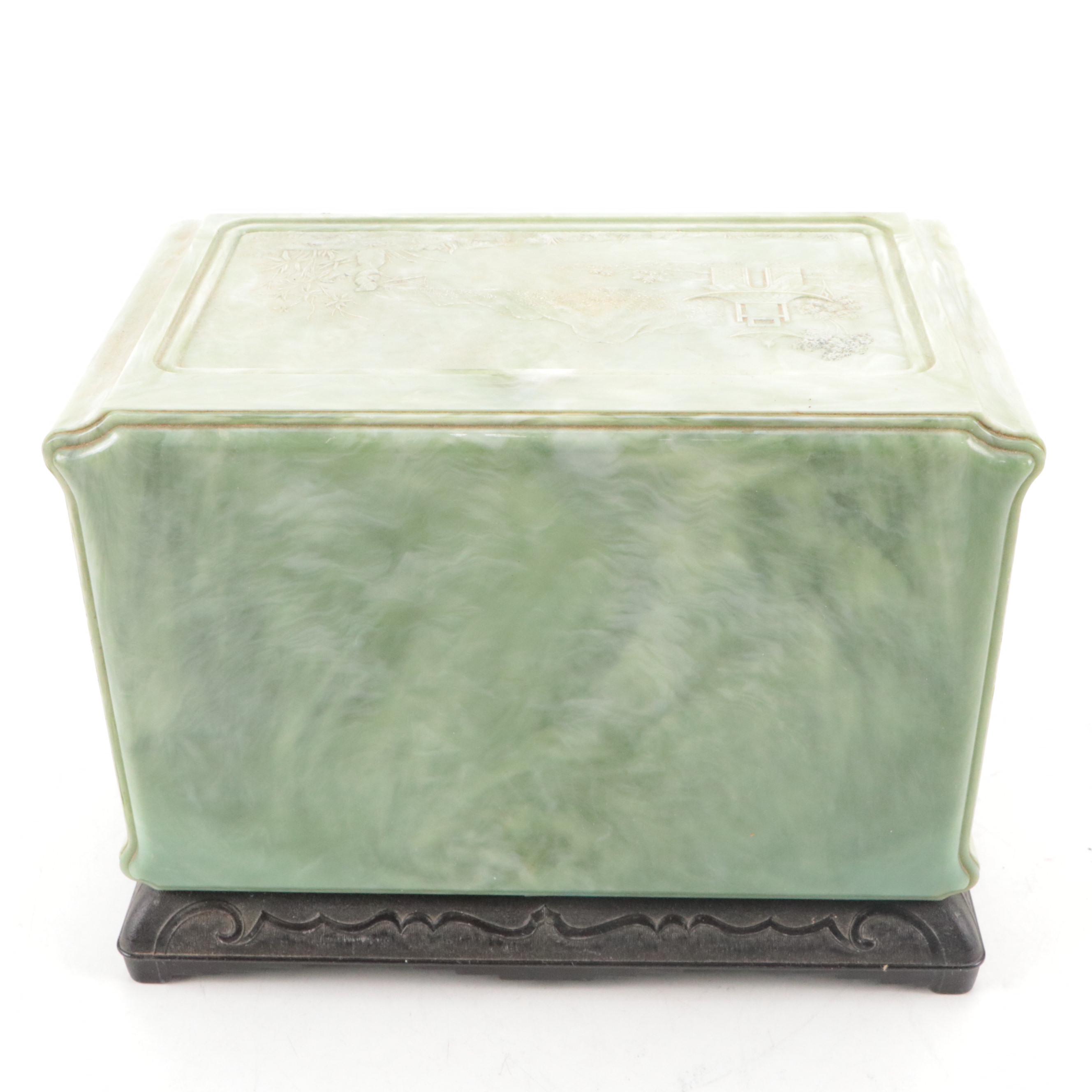 Chinese Jewelry Box and Japanese Hand-Painted Black Lacquerware Jewelry Box