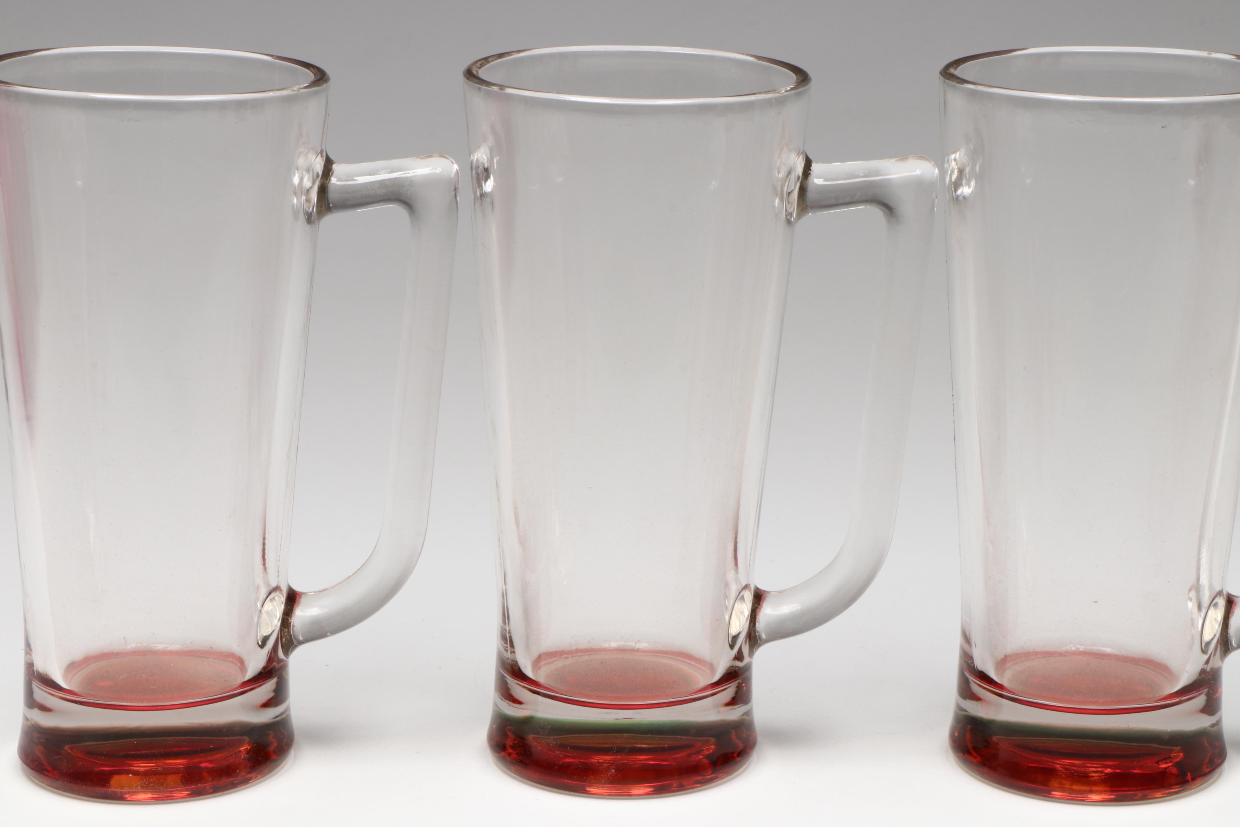 Pilgrim Thumbprint Cranberry Glass Miniature Pitcher with More