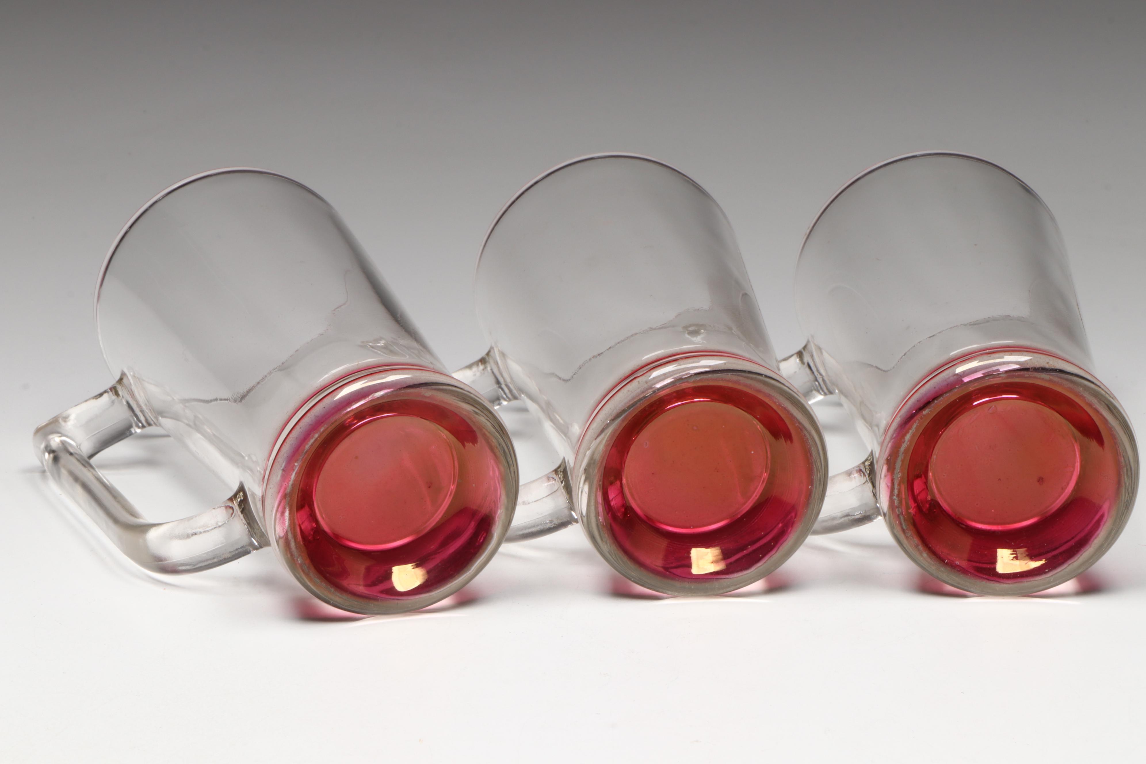 Pilgrim Thumbprint Cranberry Glass Miniature Pitcher with More