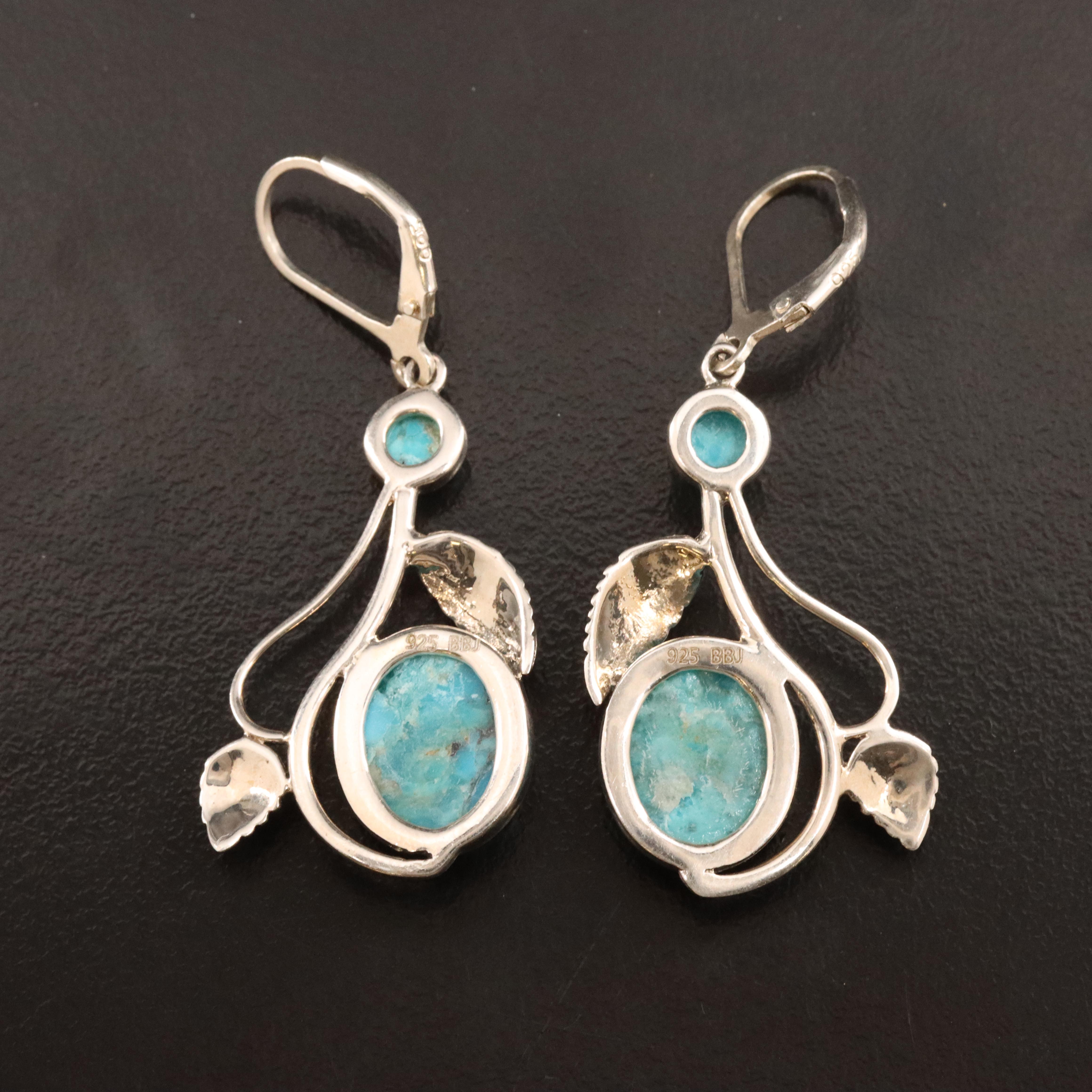 Sterling Faux Turquoise Earrings