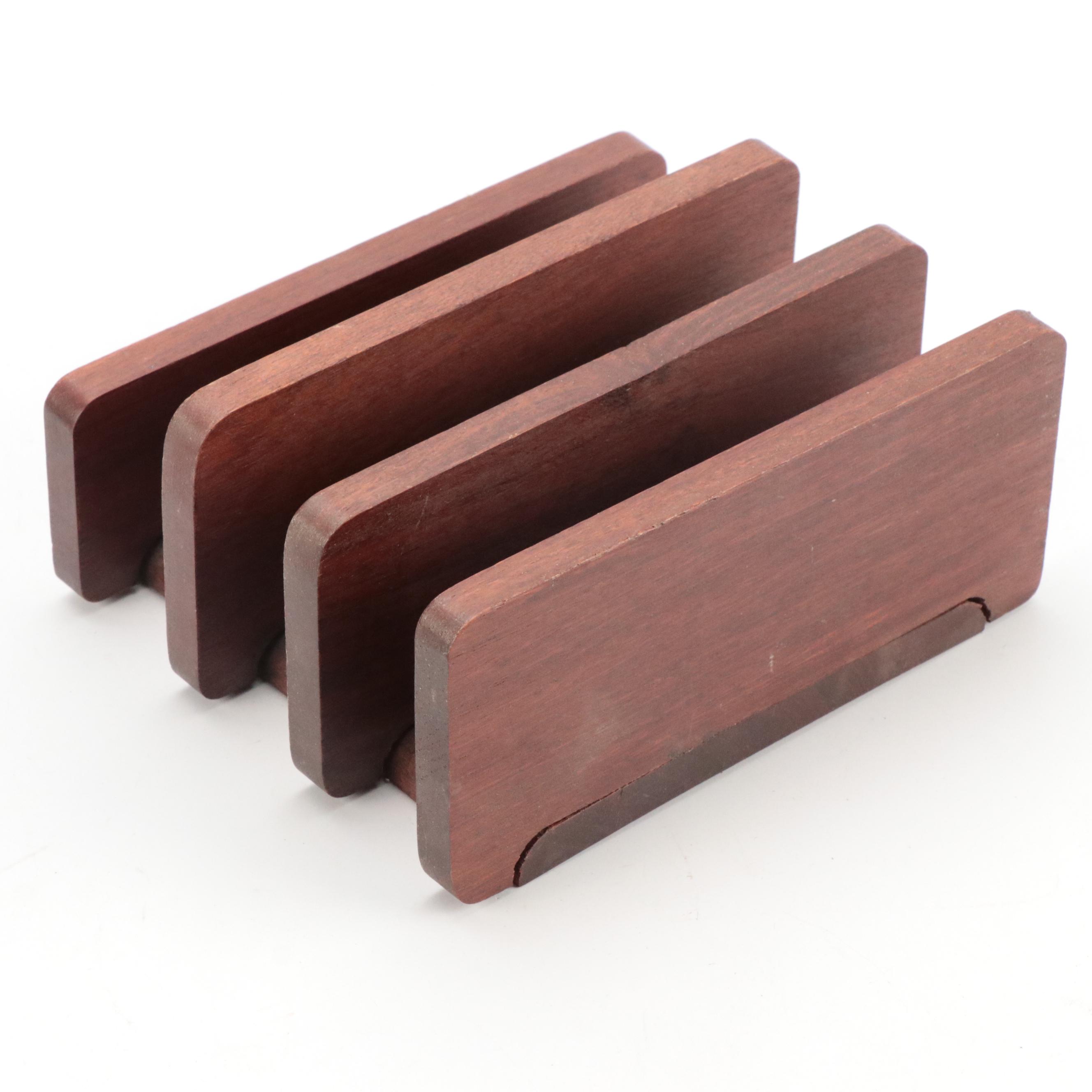 Mid Century Modern Milberu Teak Bowls, Dansk Wood Platter, Mahogany Letter Stand