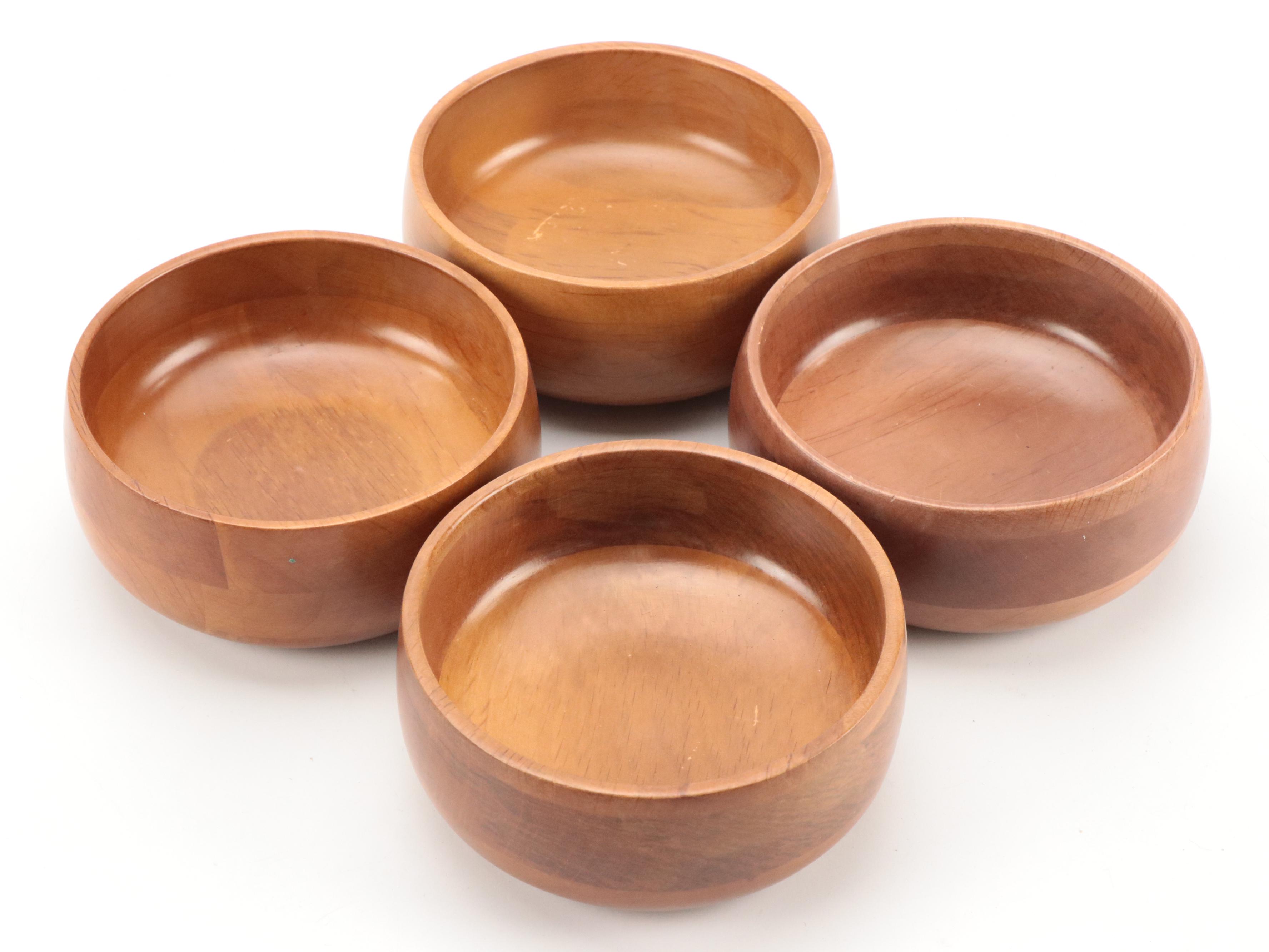 Mid Century Modern Milberu Teak Bowls, Dansk Wood Platter, Mahogany Letter Stand