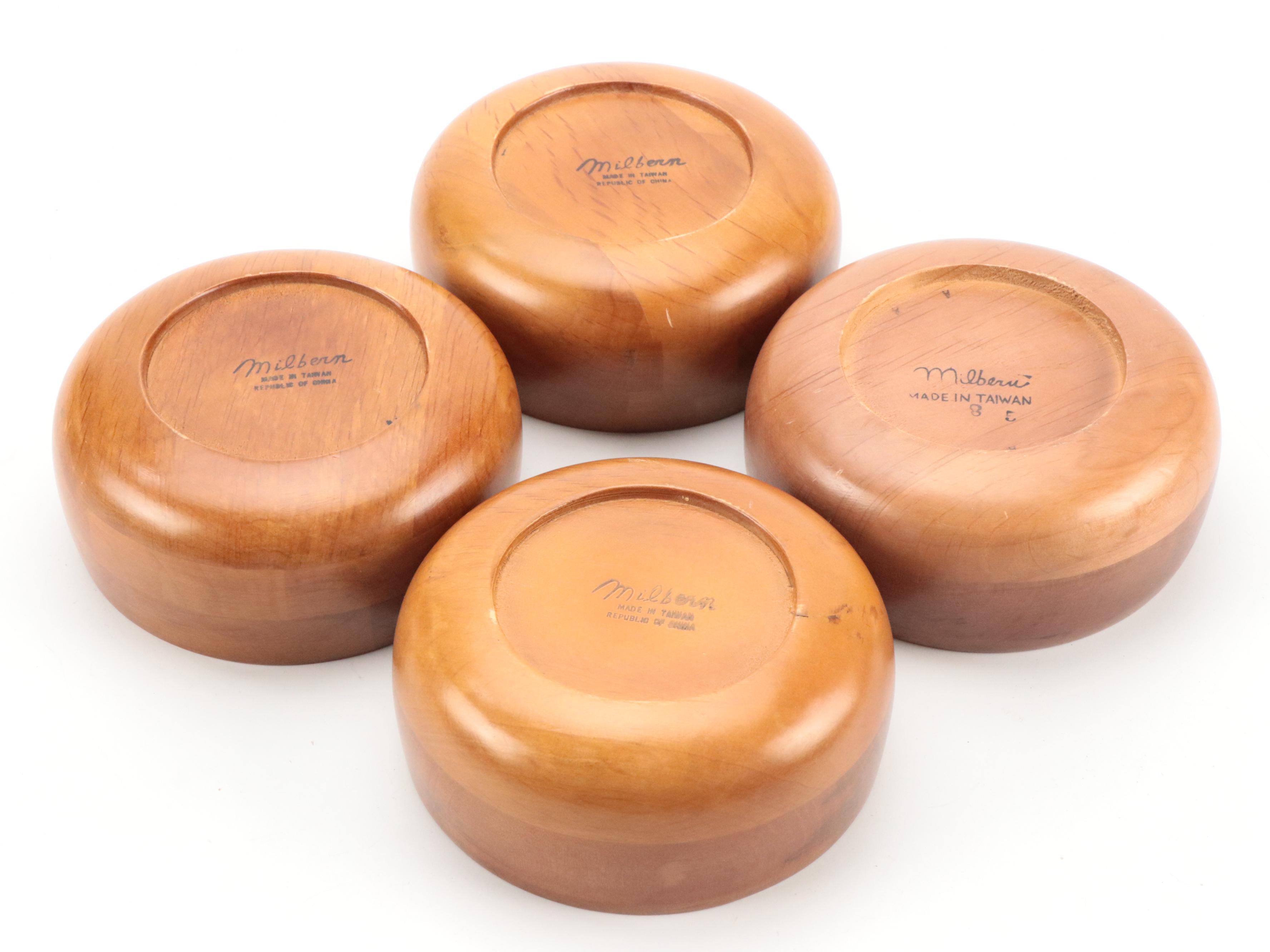 Mid Century Modern Milberu Teak Bowls, Dansk Wood Platter, Mahogany Letter Stand