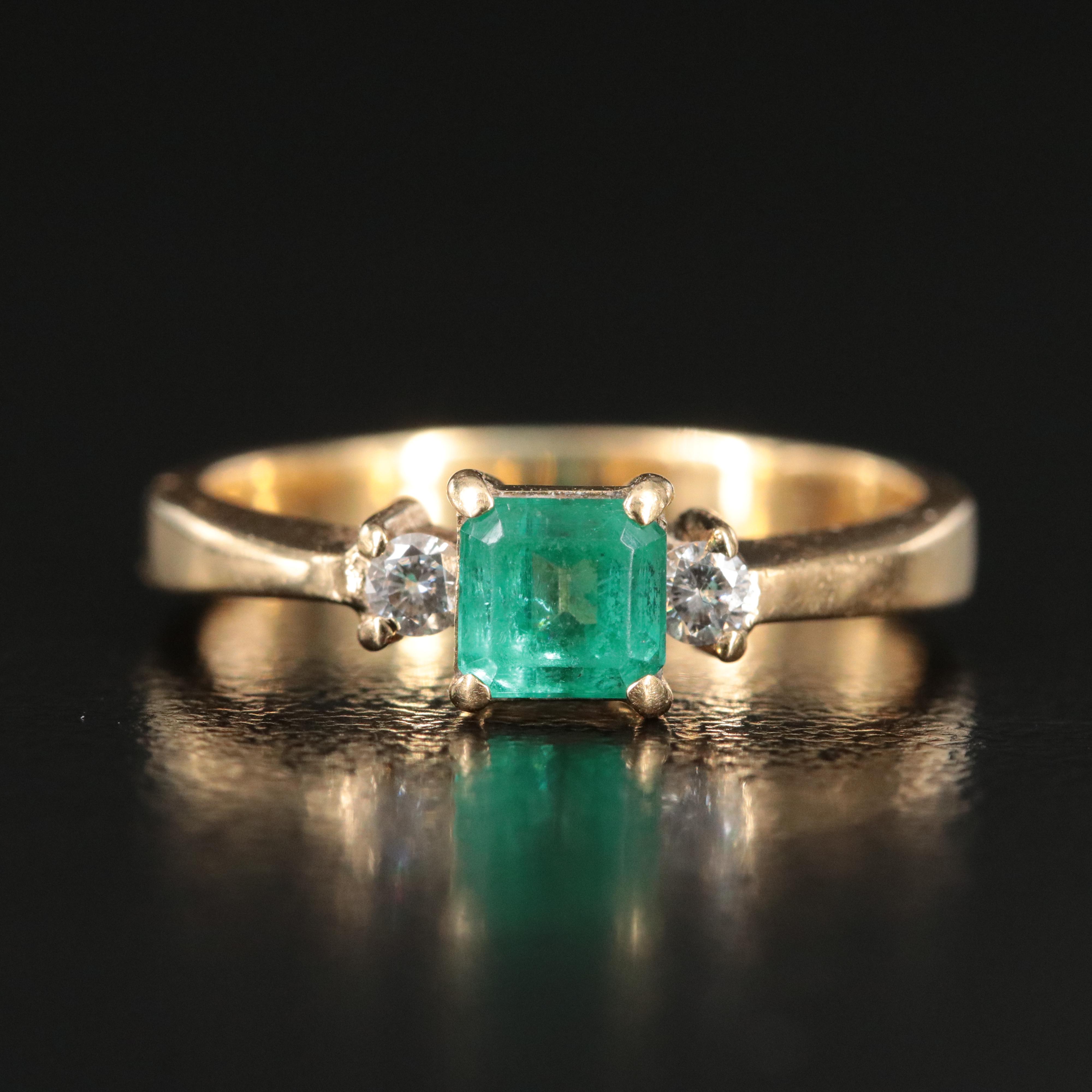 14K Emerald and Diamond Ring