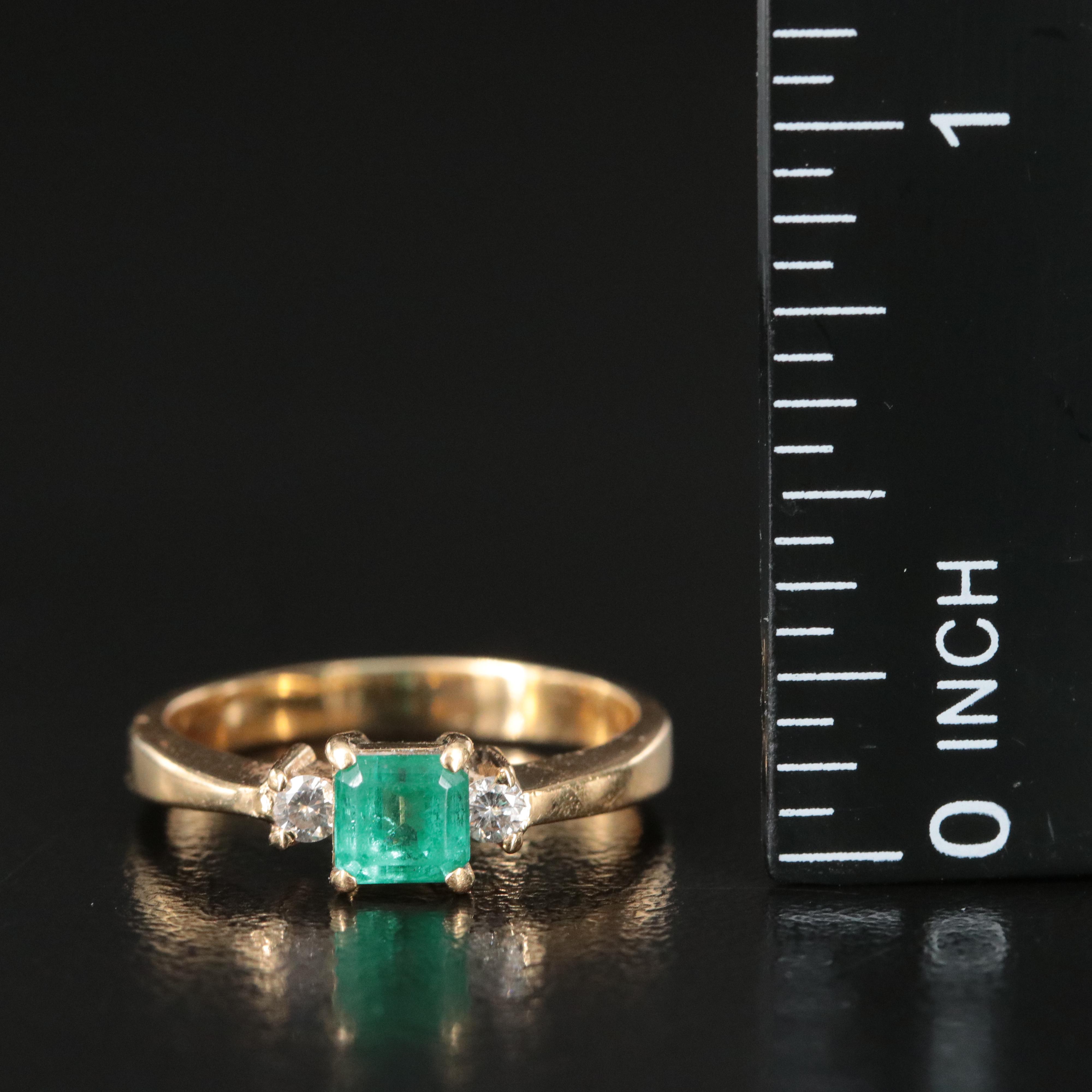 14K Emerald and Diamond Ring