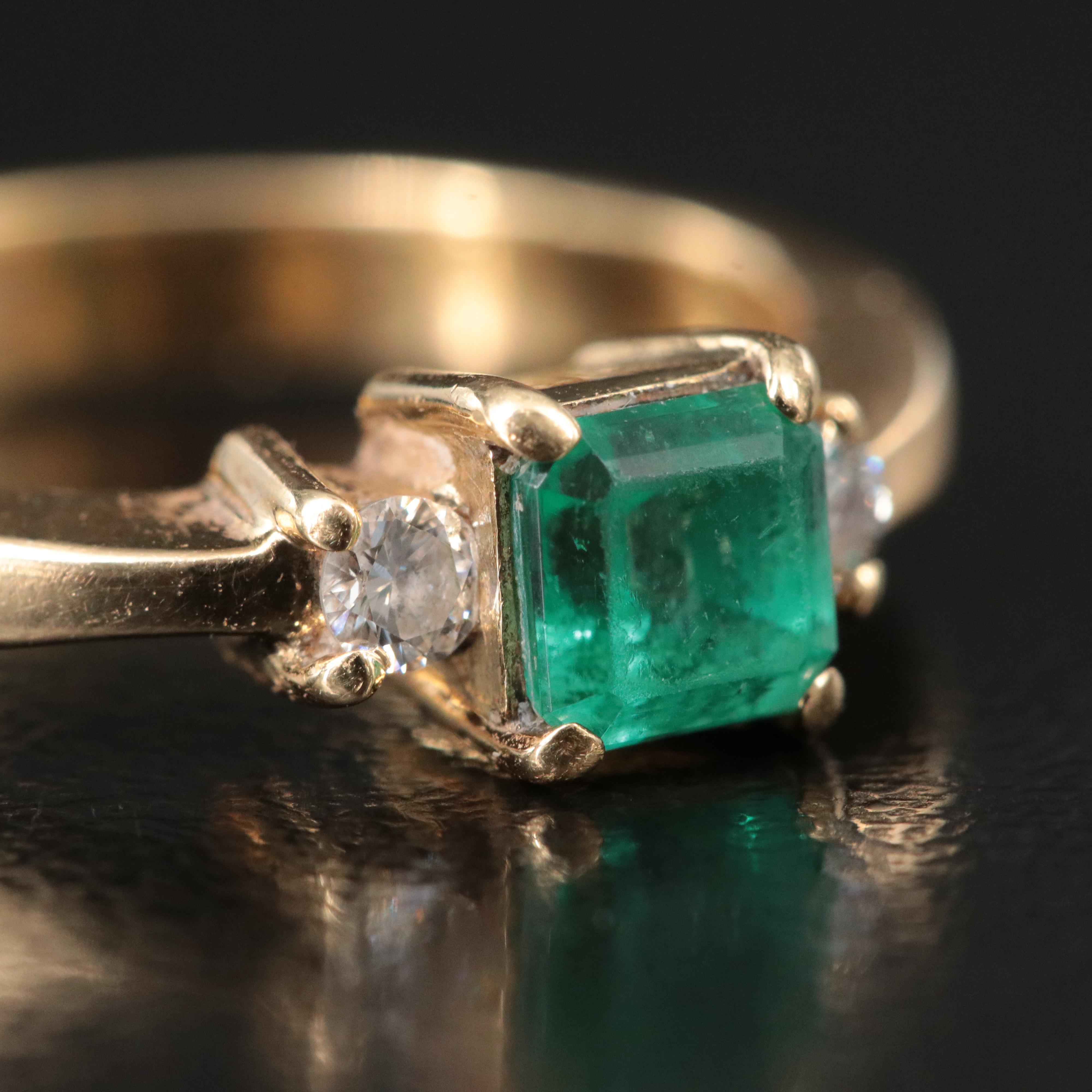 14K Emerald and Diamond Ring