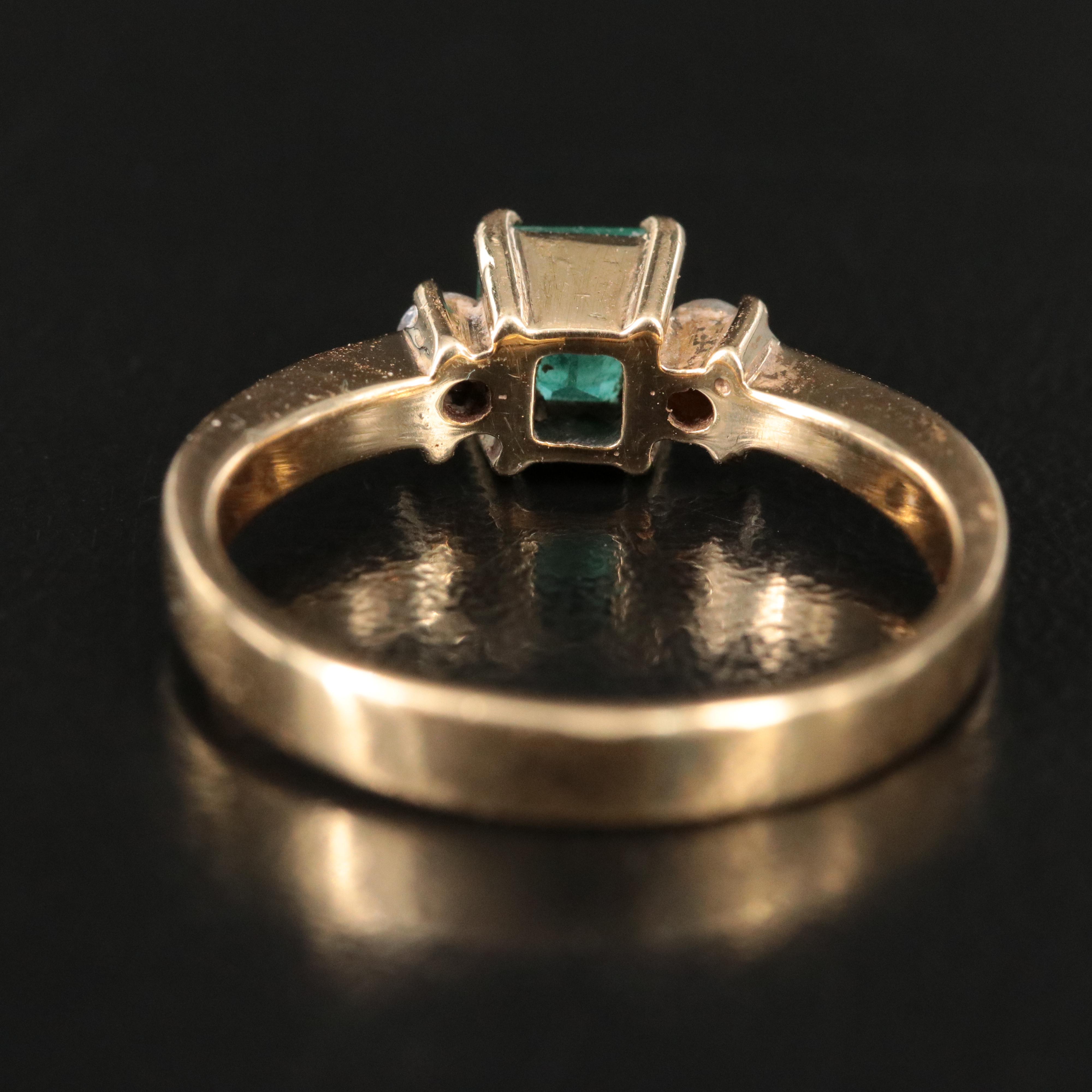 14K Emerald and Diamond Ring