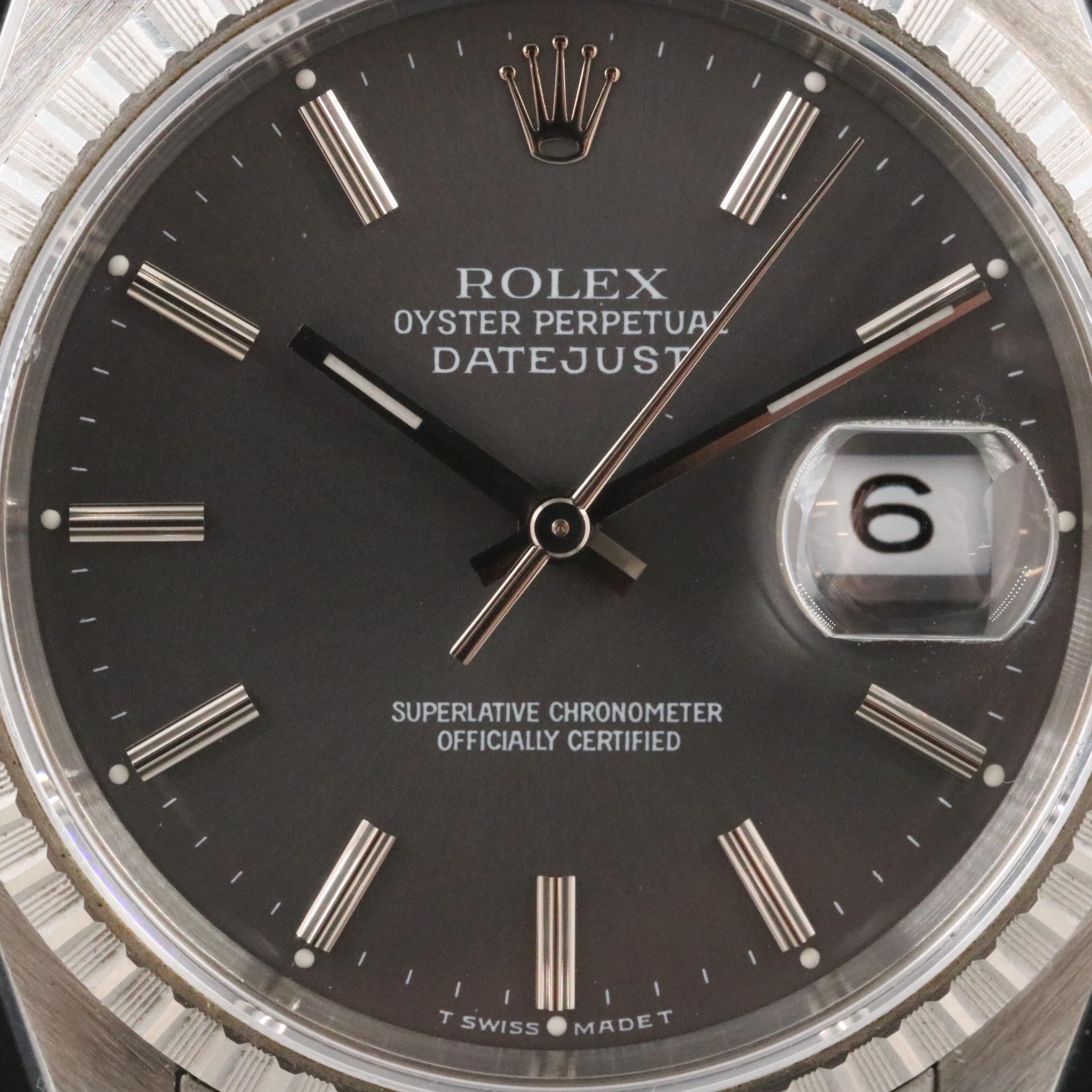 1991 Rolex Engine Turned Bezel Datejust Watch