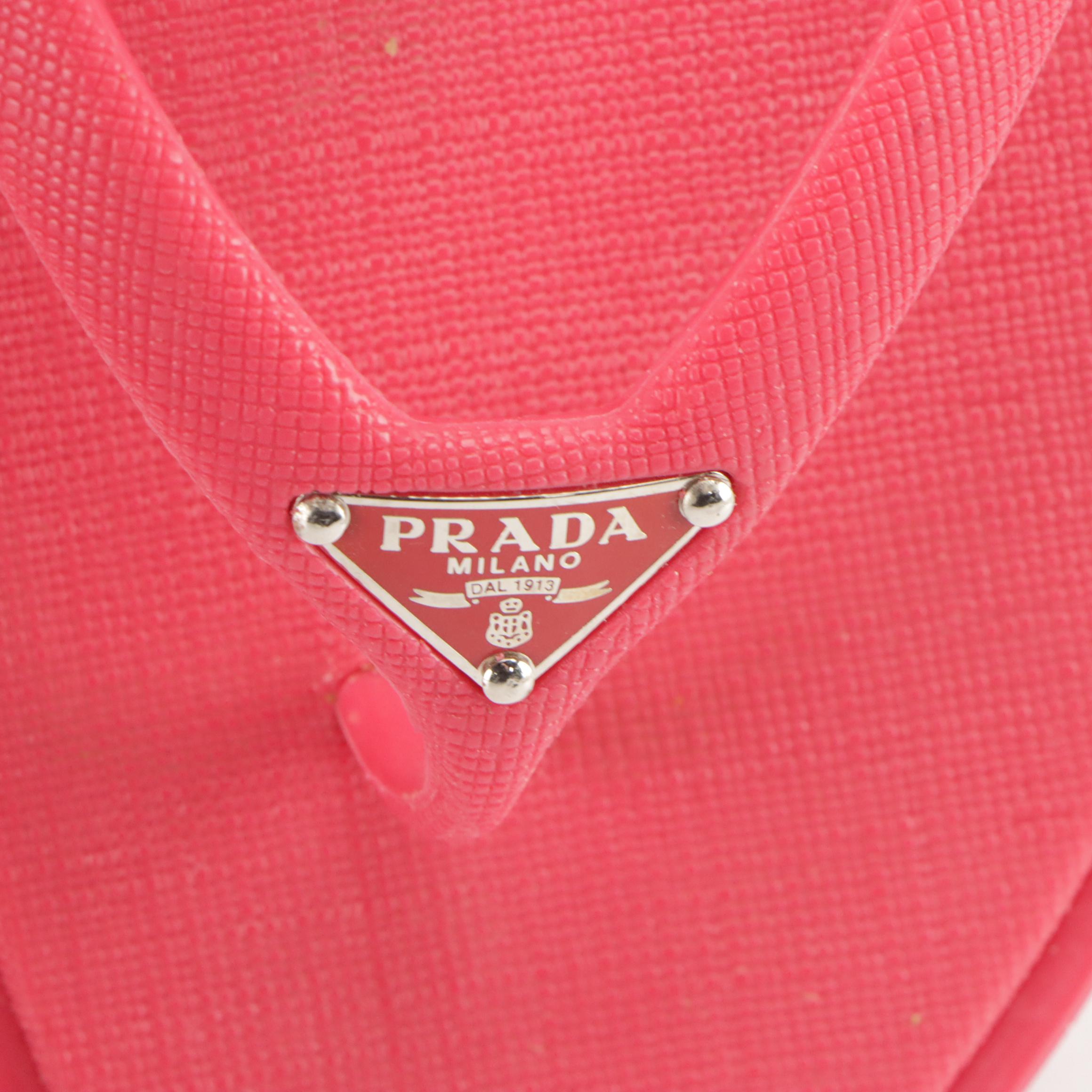 Prada Sport Watermelon Pink Textured Rubber Flip-Flops with Nylon Zip Case