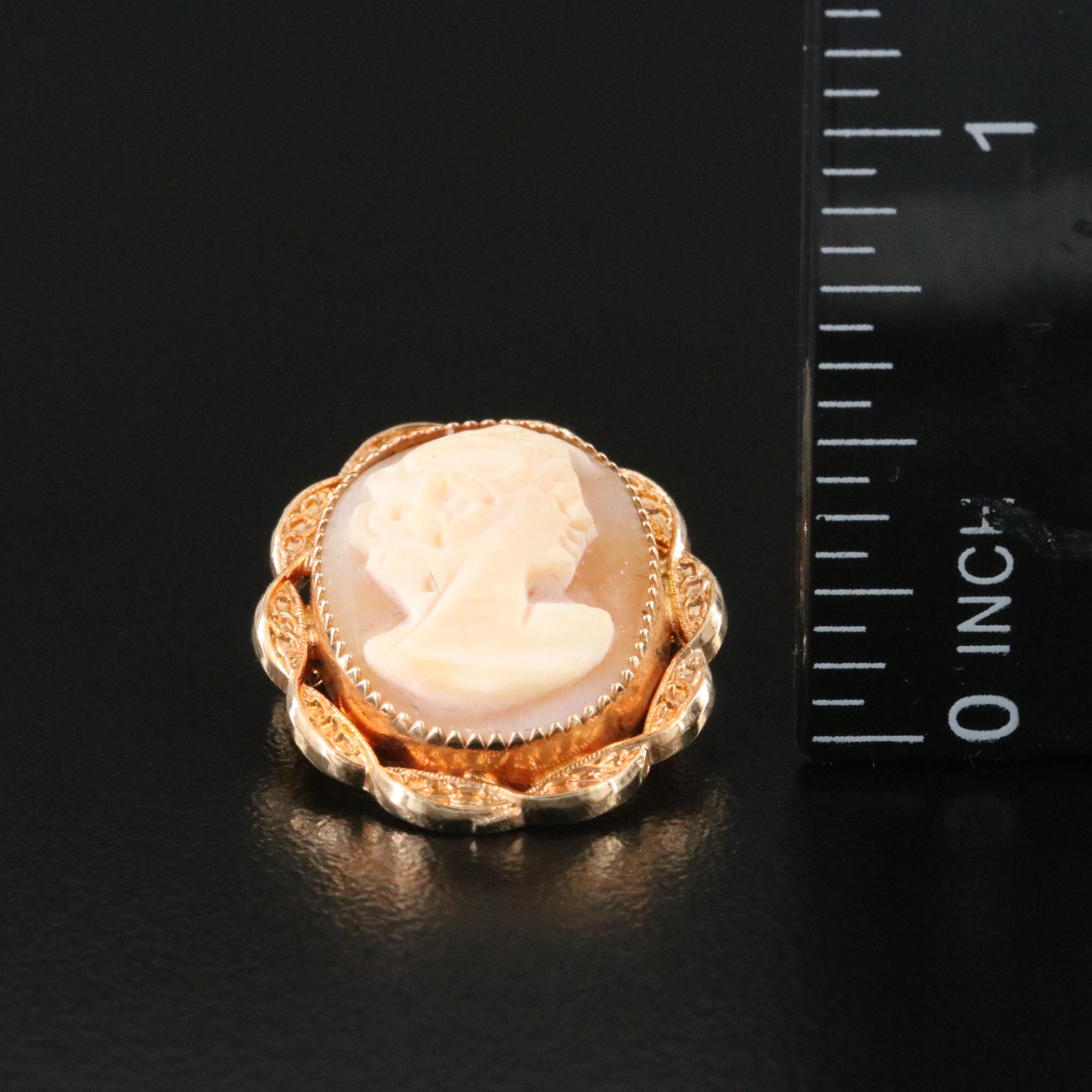 Gold-Filled Shell Cameo Brooch