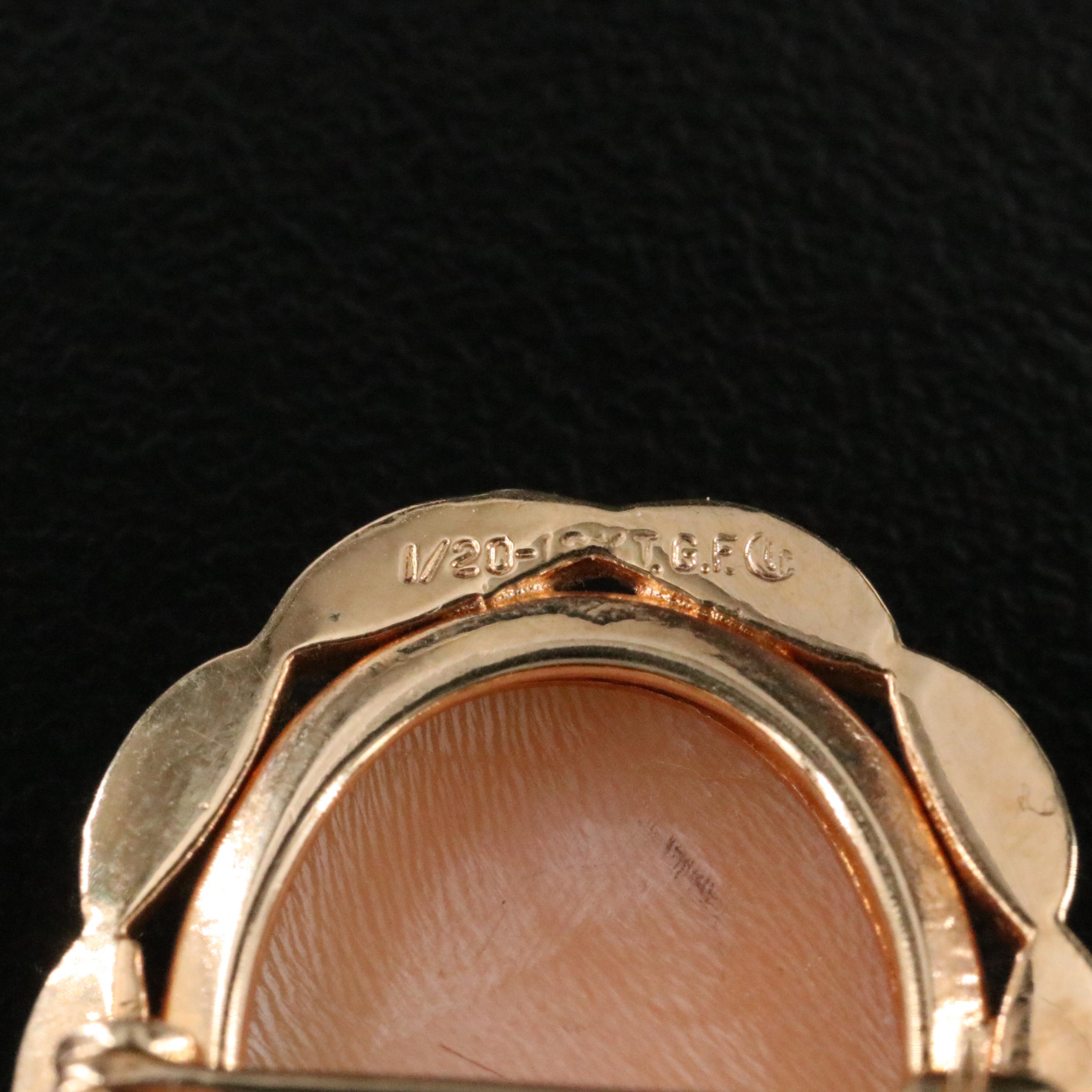 Gold-Filled Shell Cameo Brooch