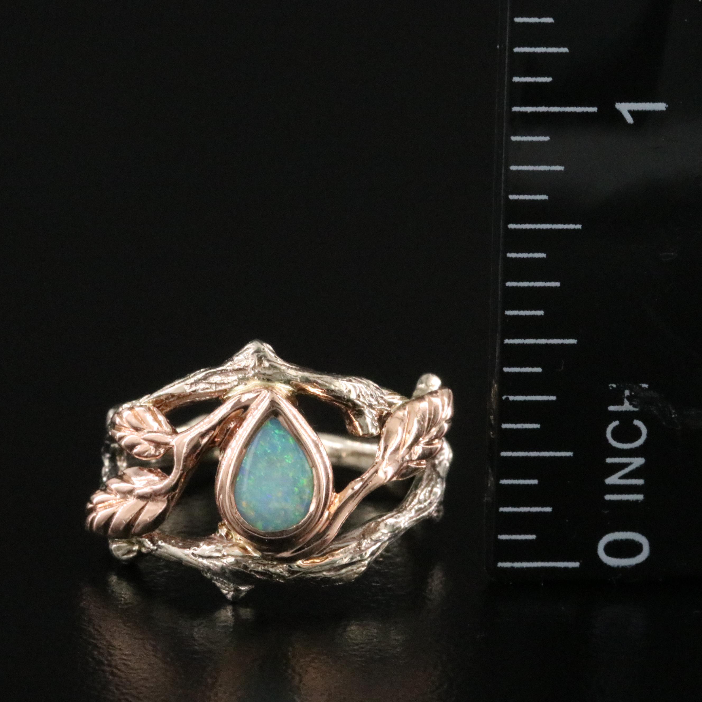 Doron Merav Deep Forest 14K Opal Ring with Rose Gold Accents