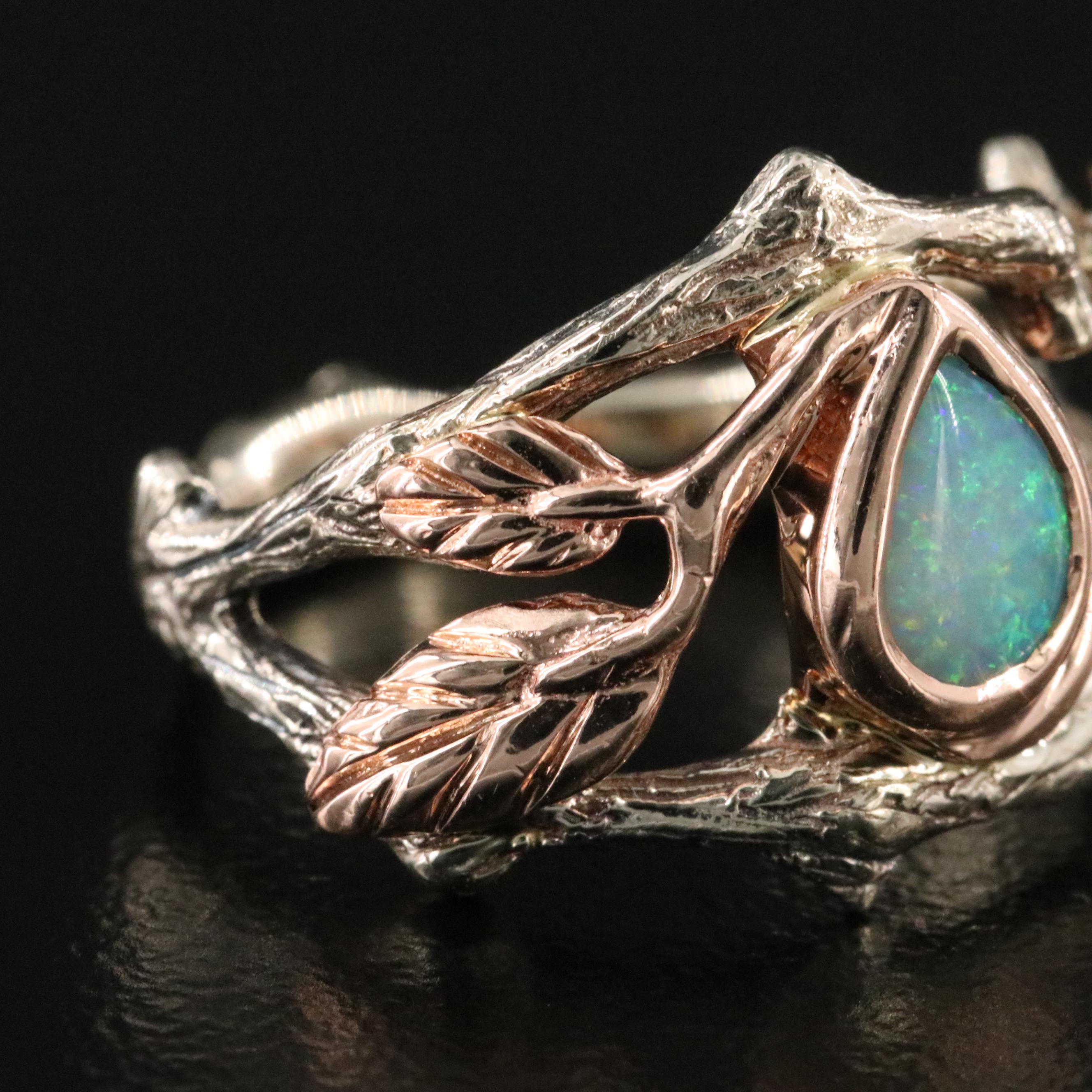 Doron Merav Deep Forest 14K Opal Ring with Rose Gold Accents