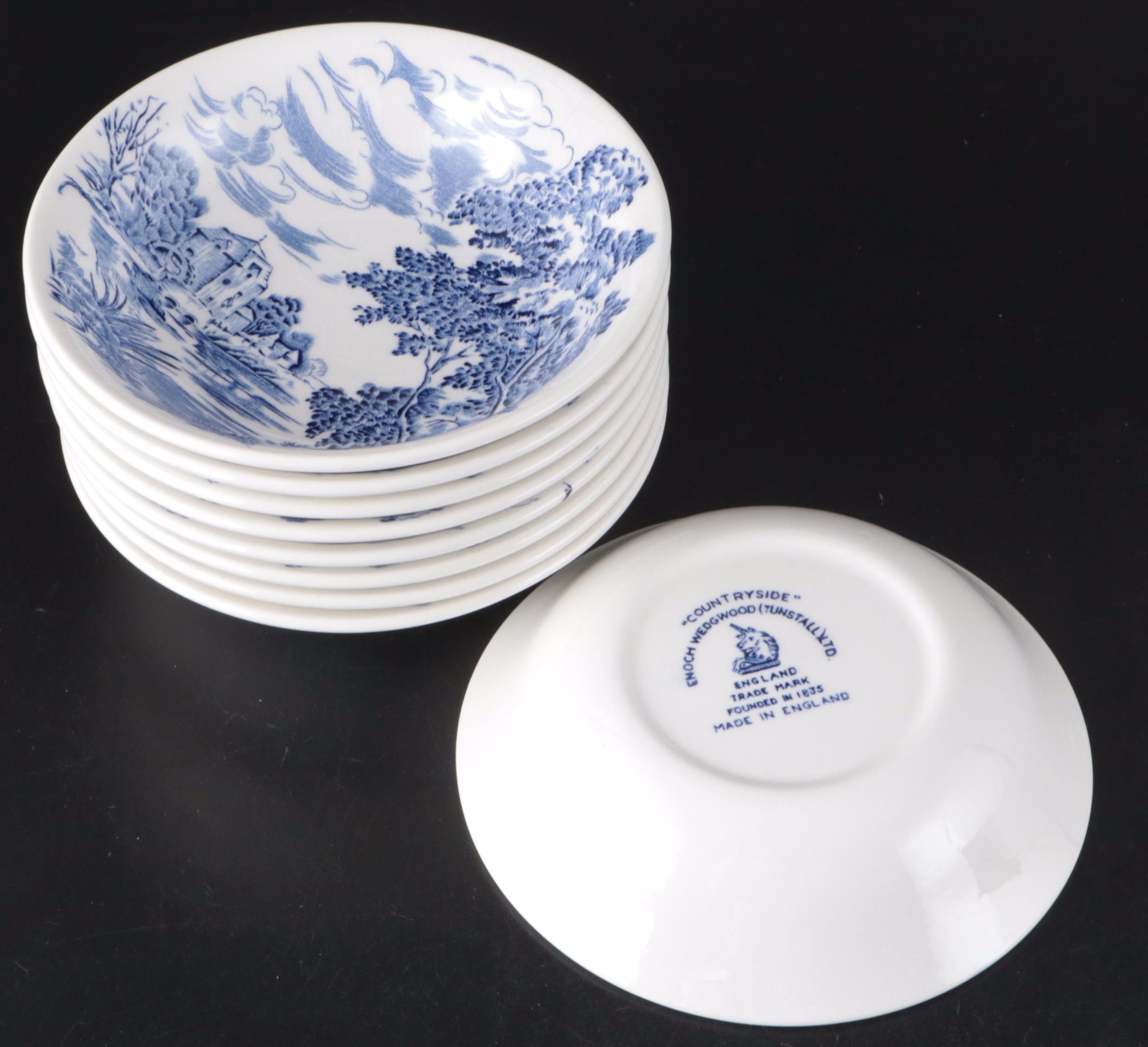 Enoch Wedgwood "Blue Countryside" Dinnerware, Mid-20th Century