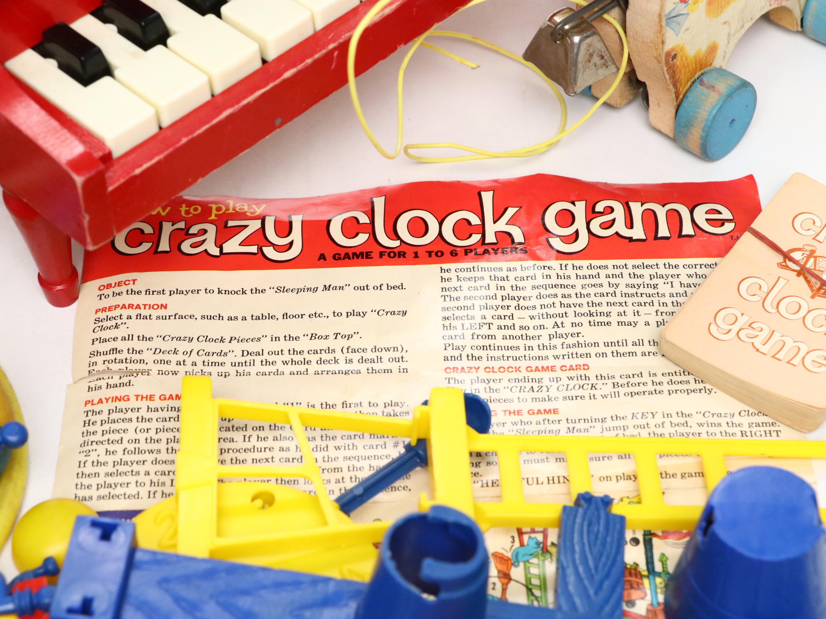 Schoenhut Child's Toy Piano, Fisher-Price "Bossy Bell" Pull Toy, and More Toys