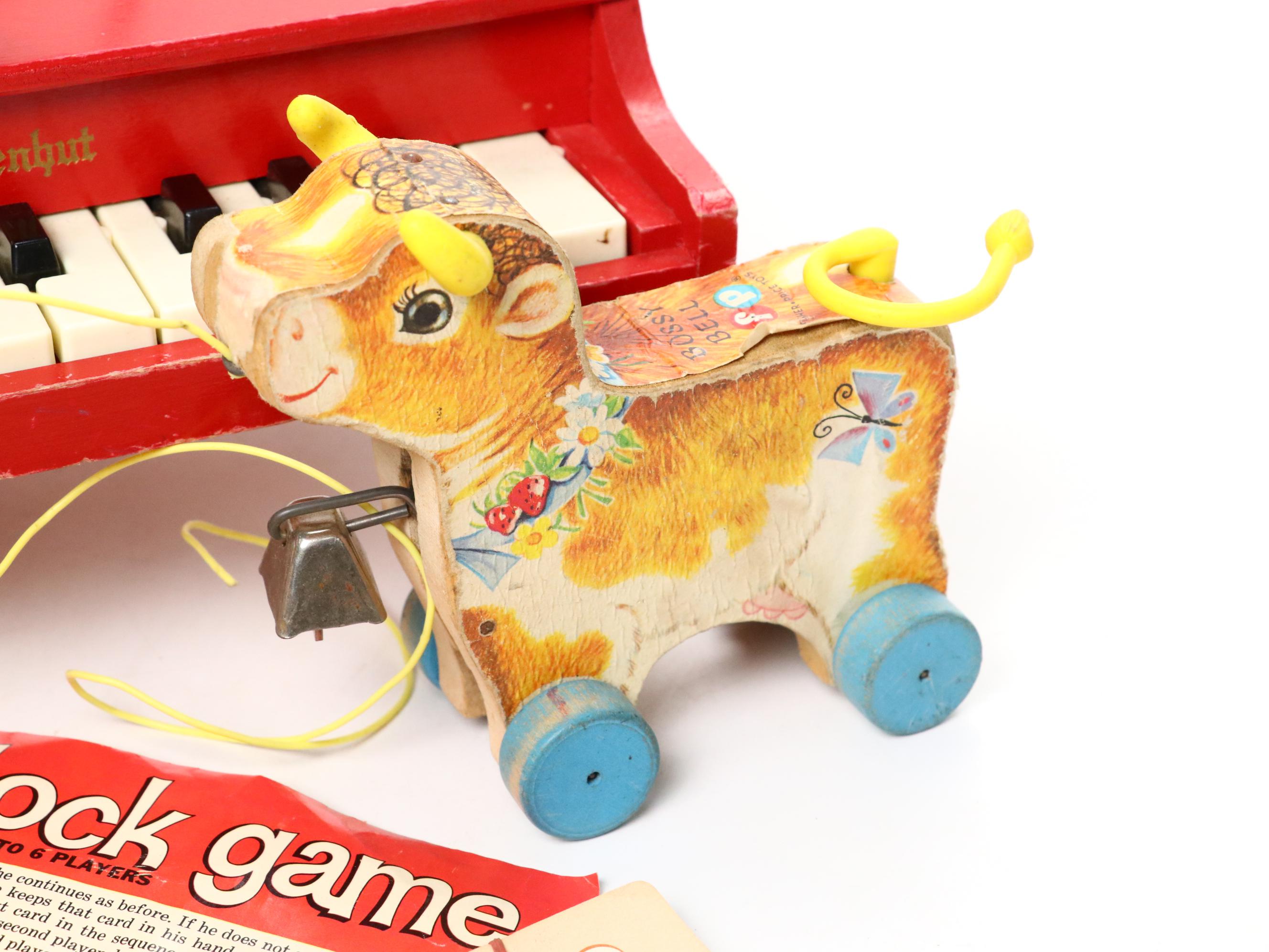 Schoenhut Child's Toy Piano, Fisher-Price "Bossy Bell" Pull Toy, and More Toys