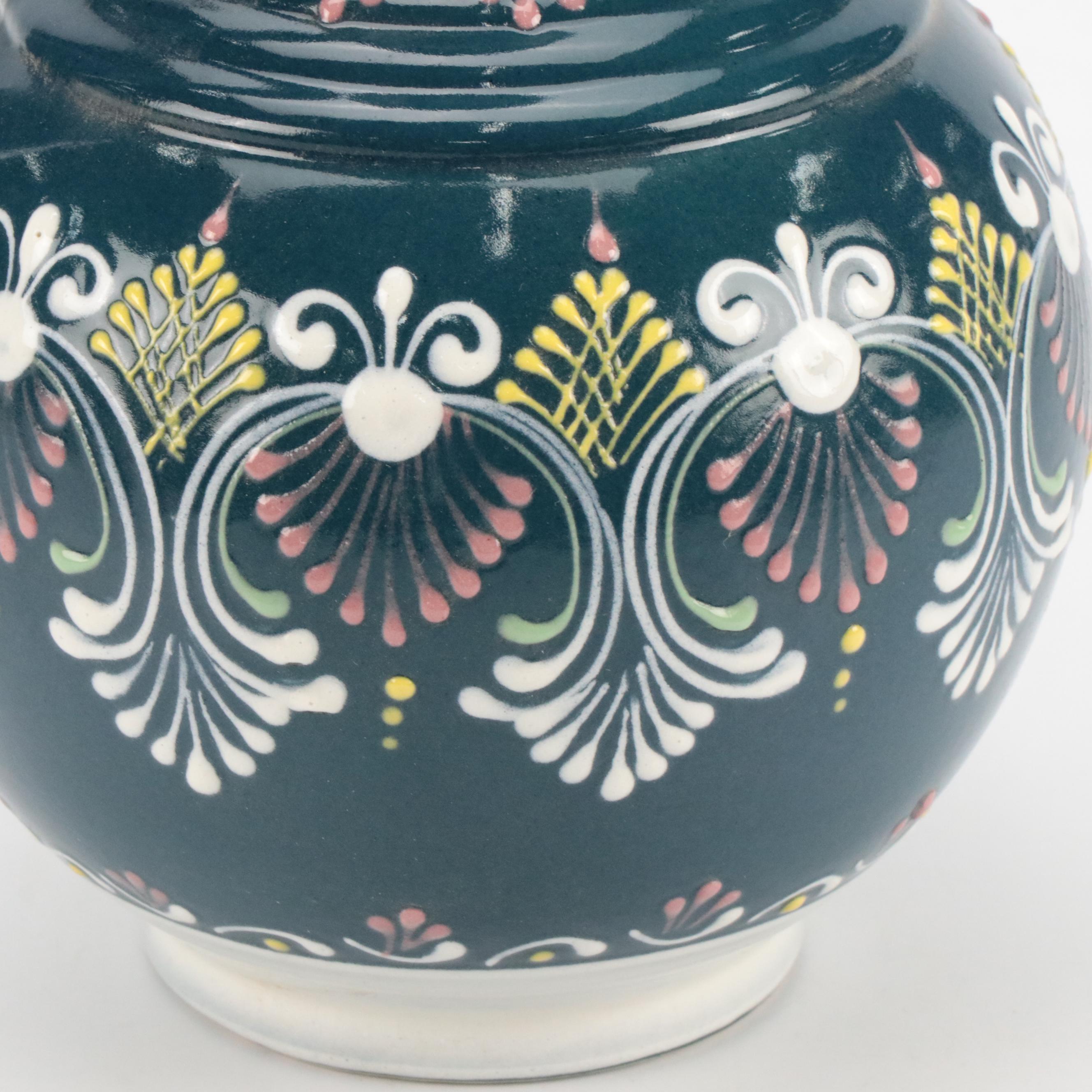 Gmundner Keramik Hand-Painted Ceramic Pitcher with Other Vase