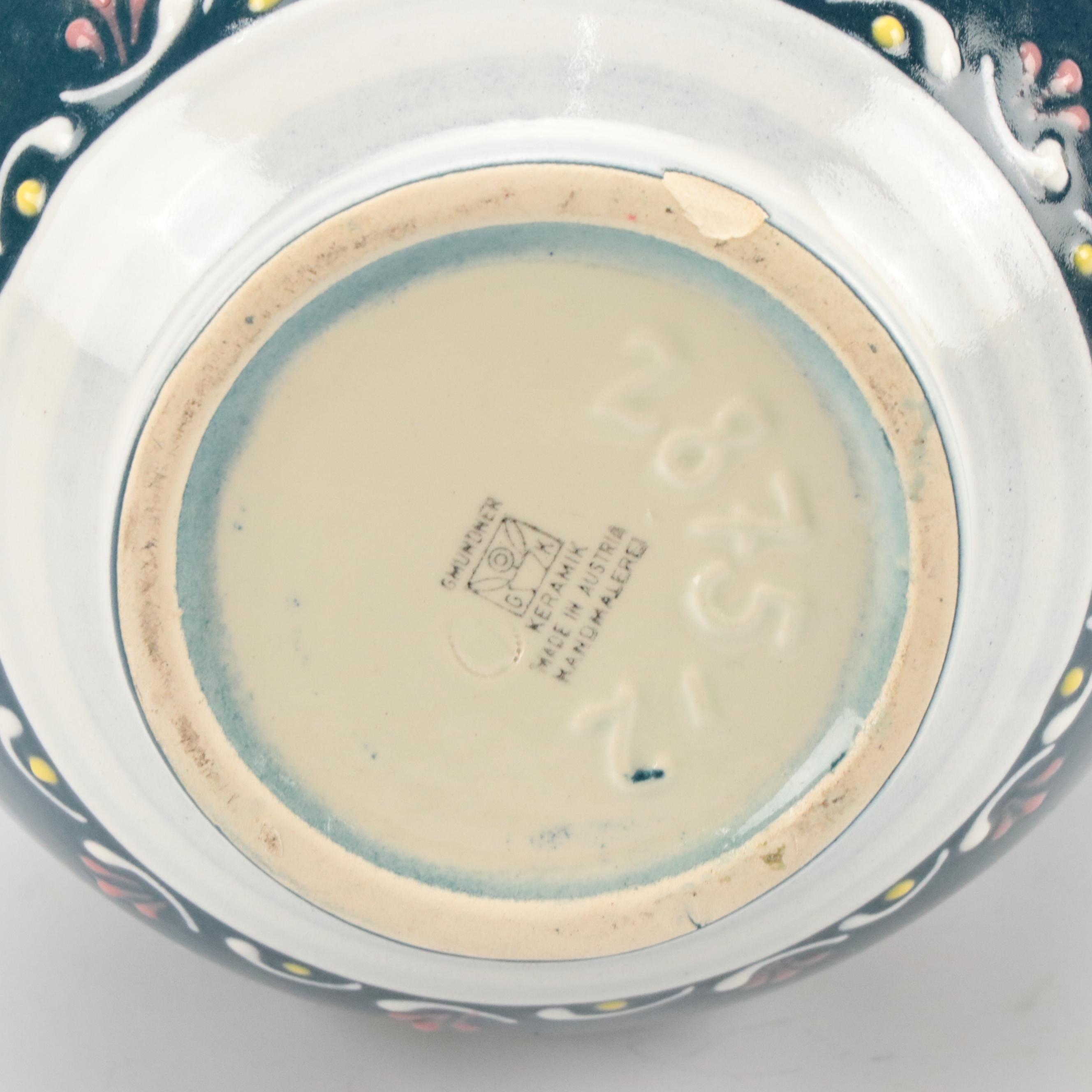 Gmundner Keramik Hand-Painted Ceramic Pitcher with Other Vase