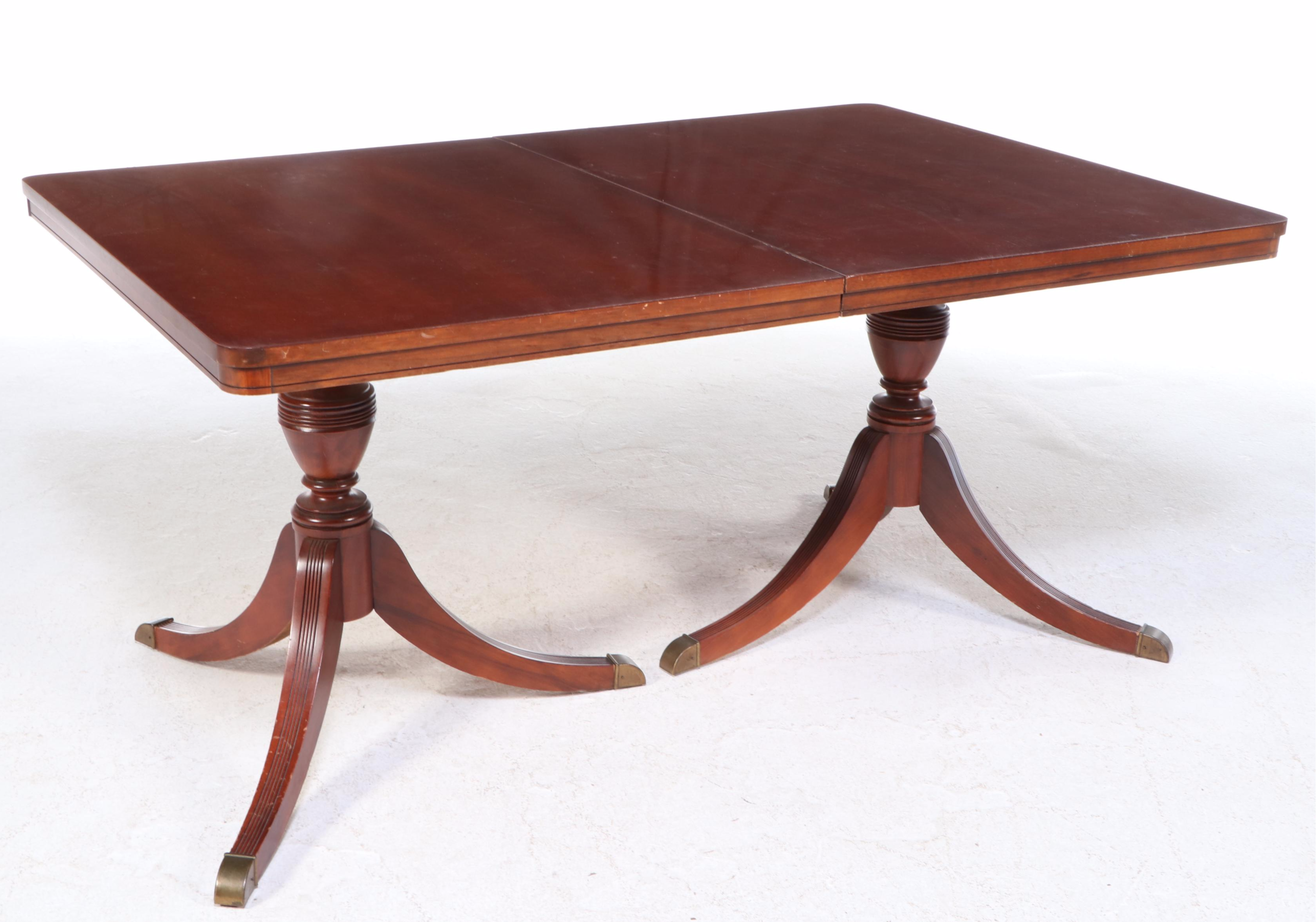 Seven-Piece Duncan Phyfe Mahogany Finish Dining Set, Mid-20th Century