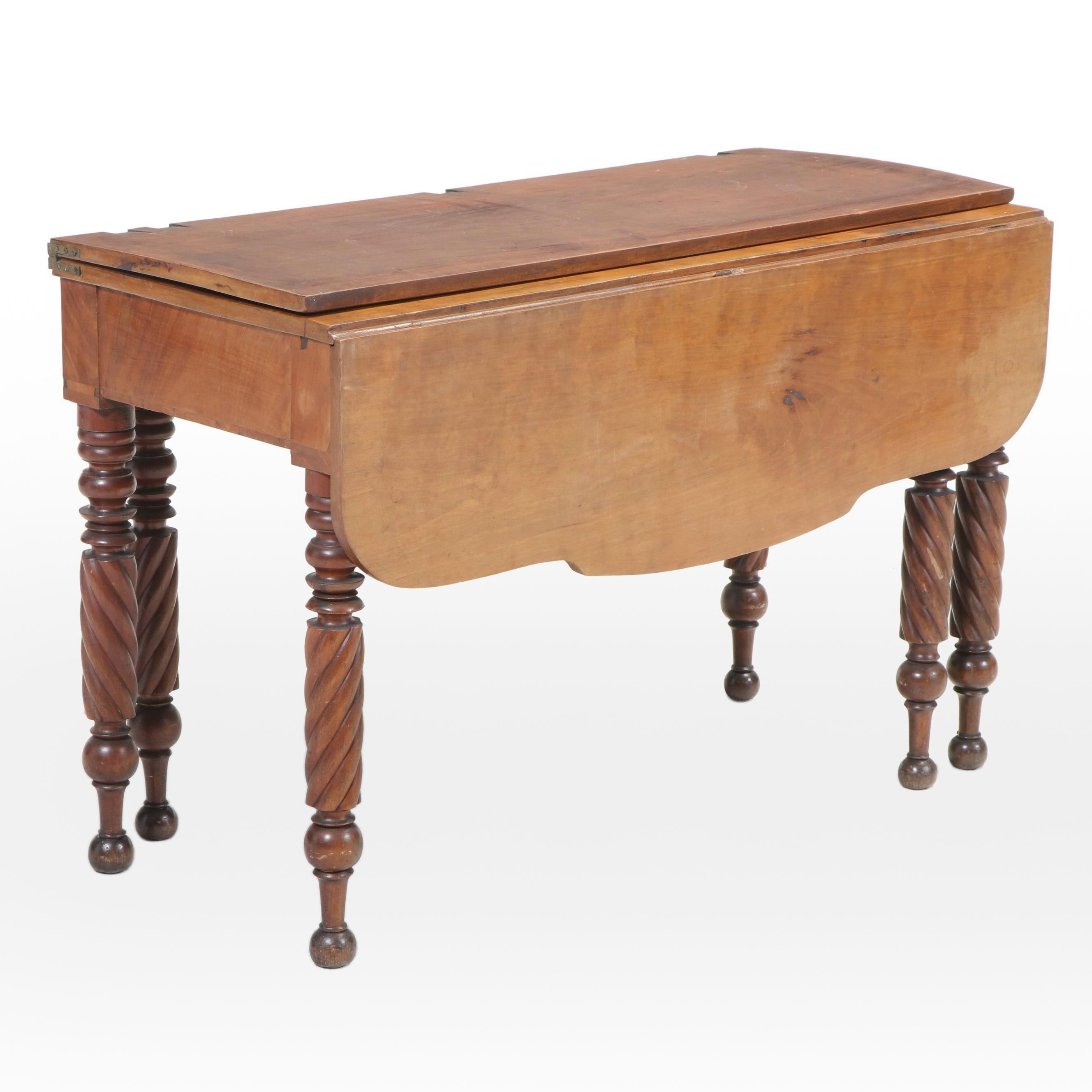 Classical Mahogany and Cherrywood Drop-Leaf Table, Early 19th Century & Adapted