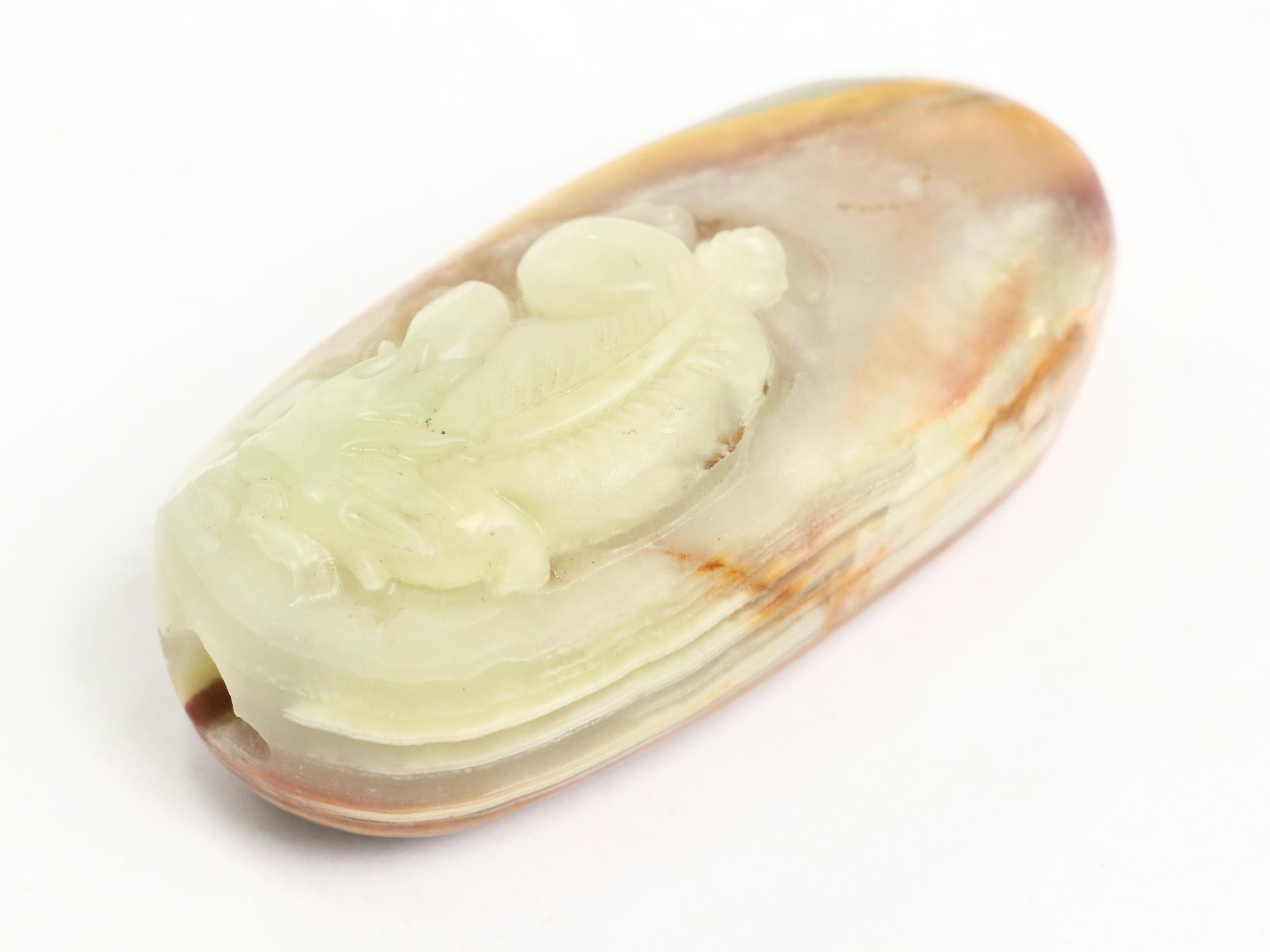 Chinese Hand-Carved Serpentine Pendants with Rooster and Dragon Motifs