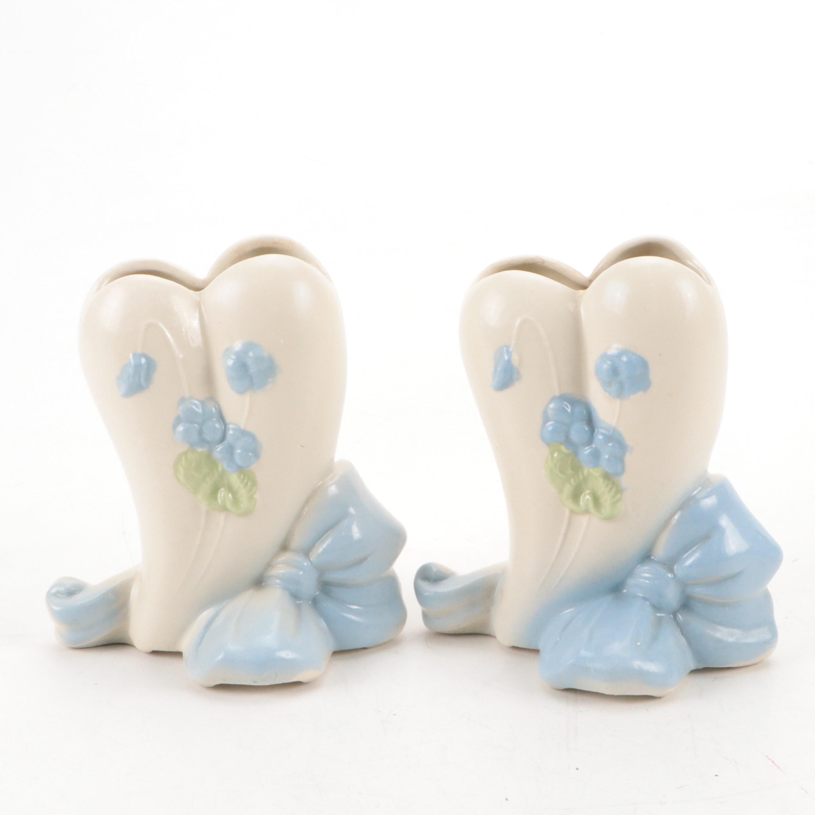 Blue Ceramic Pitchers with Vases, Ashtrays and Creamer, Mid-20th Century