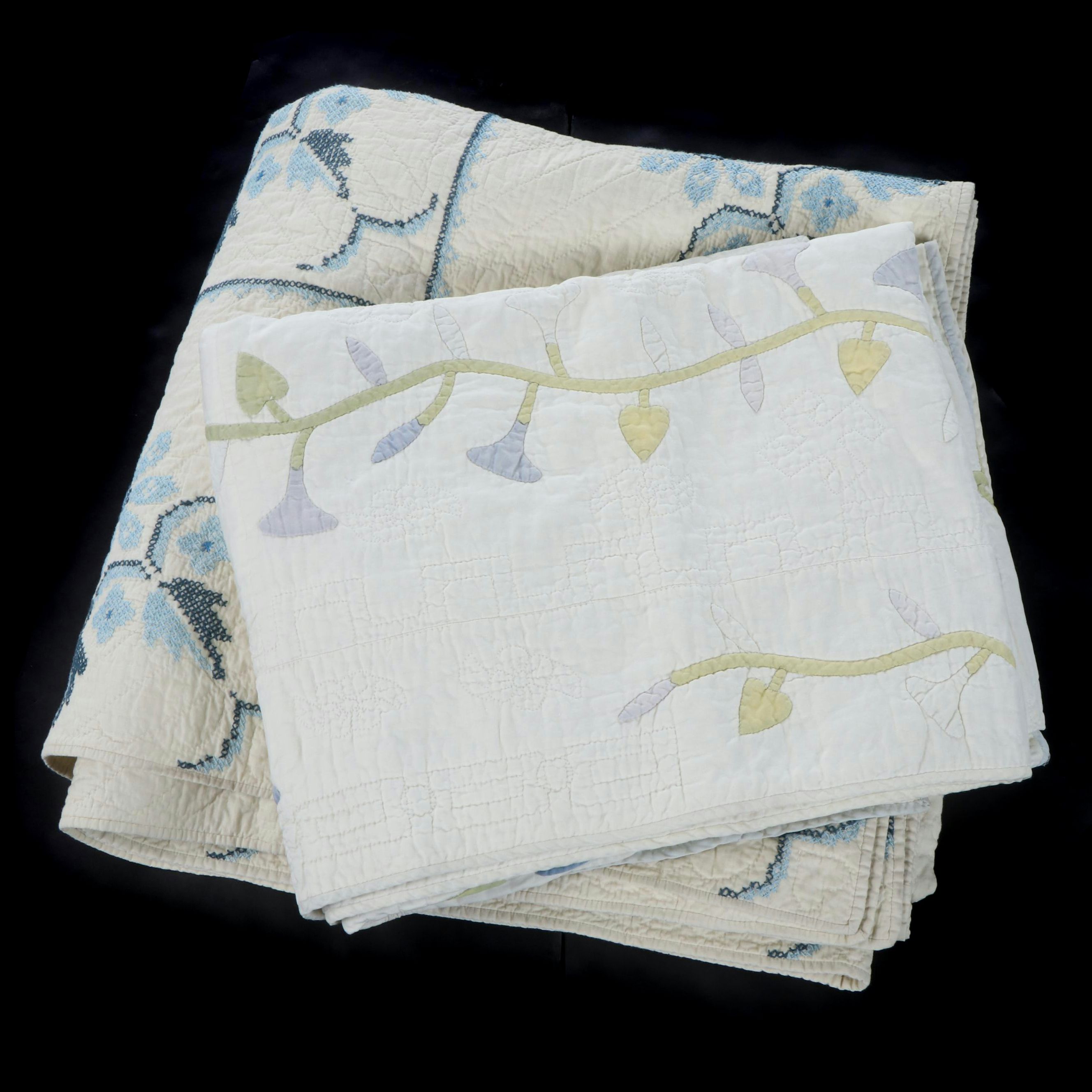 Handmade Cross Stitch and Hand-Appliqued Quilts