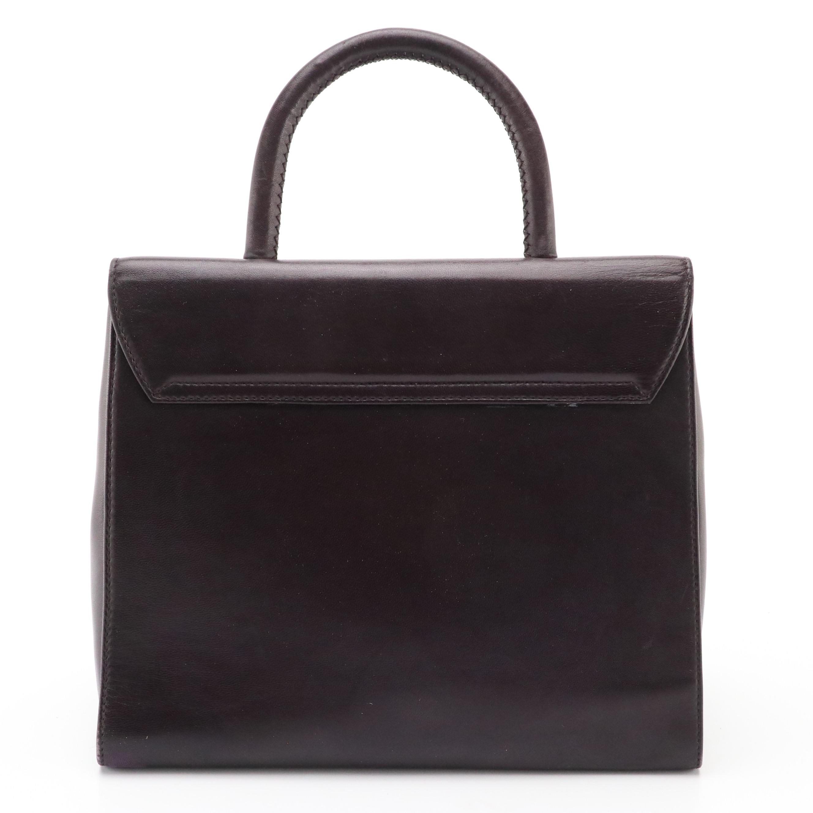 Prada Flap-Front Top Handle Bag in Deep Purple Leather