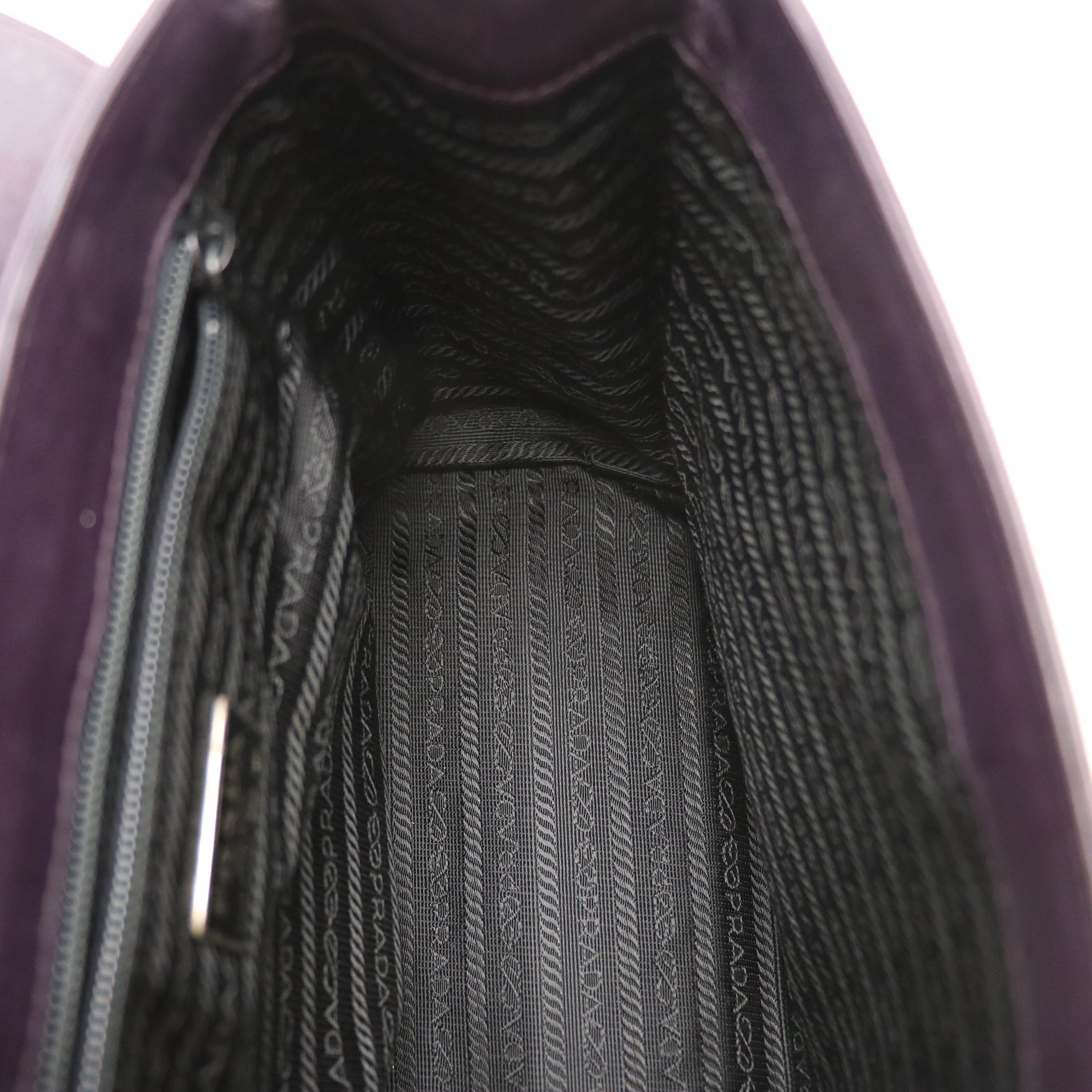 Prada Flap-Front Top Handle Bag in Deep Purple Leather