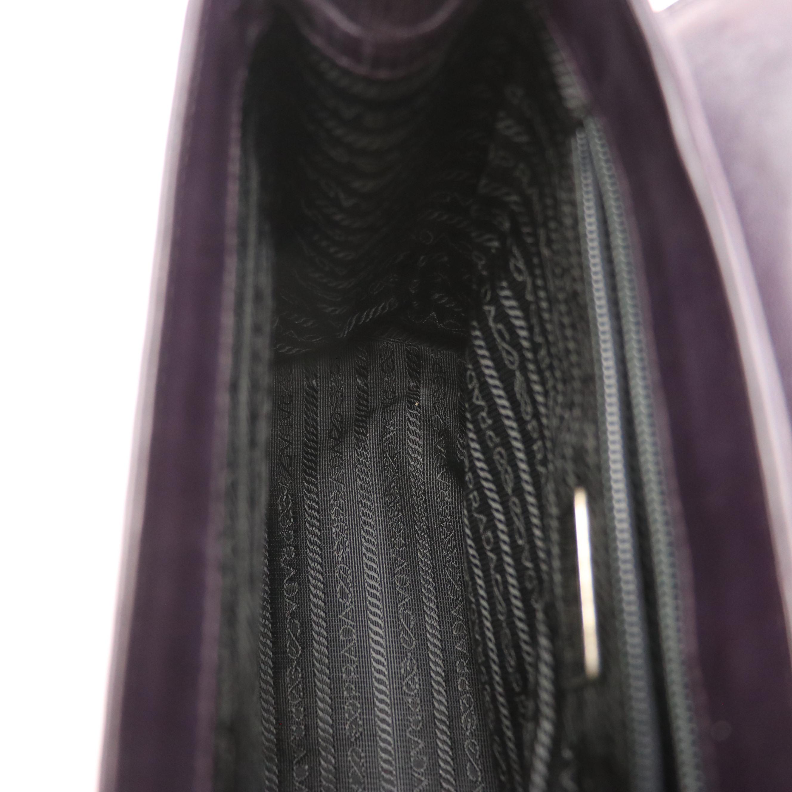 Prada Flap-Front Top Handle Bag in Deep Purple Leather