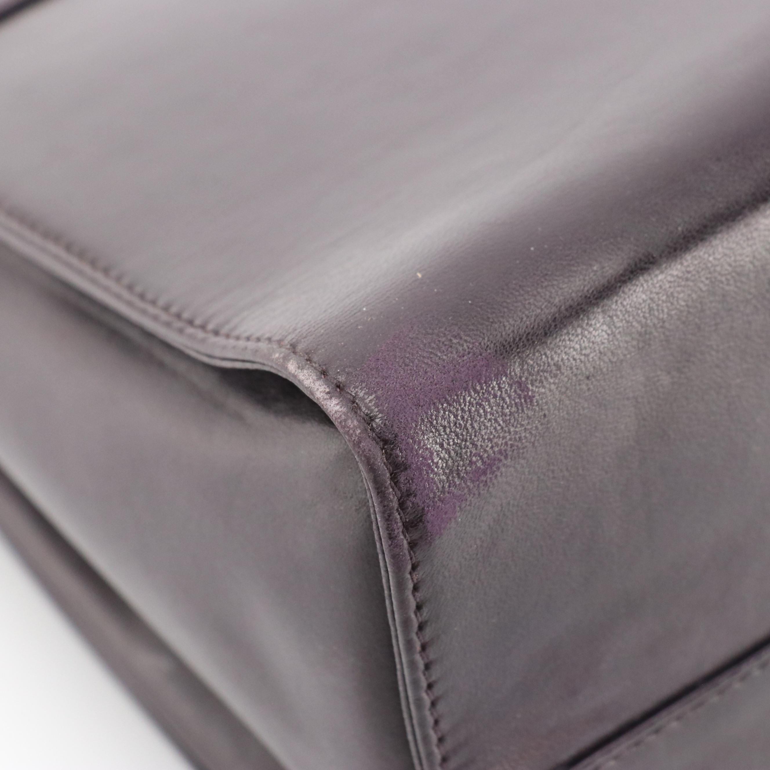 Prada Flap-Front Top Handle Bag in Deep Purple Leather