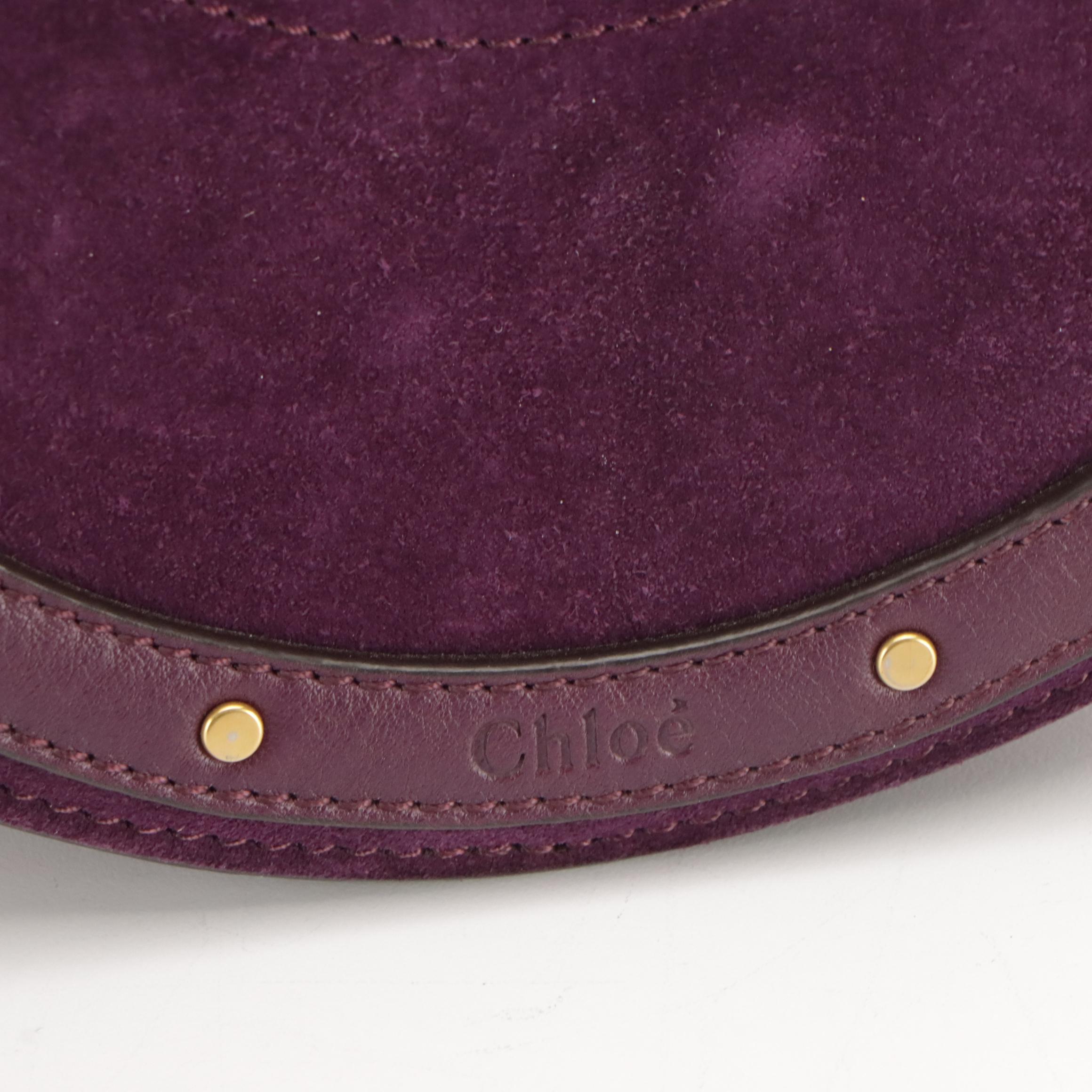 Chloé Pixie Handlebar Crossbody Bag in Violet Suede and Leather