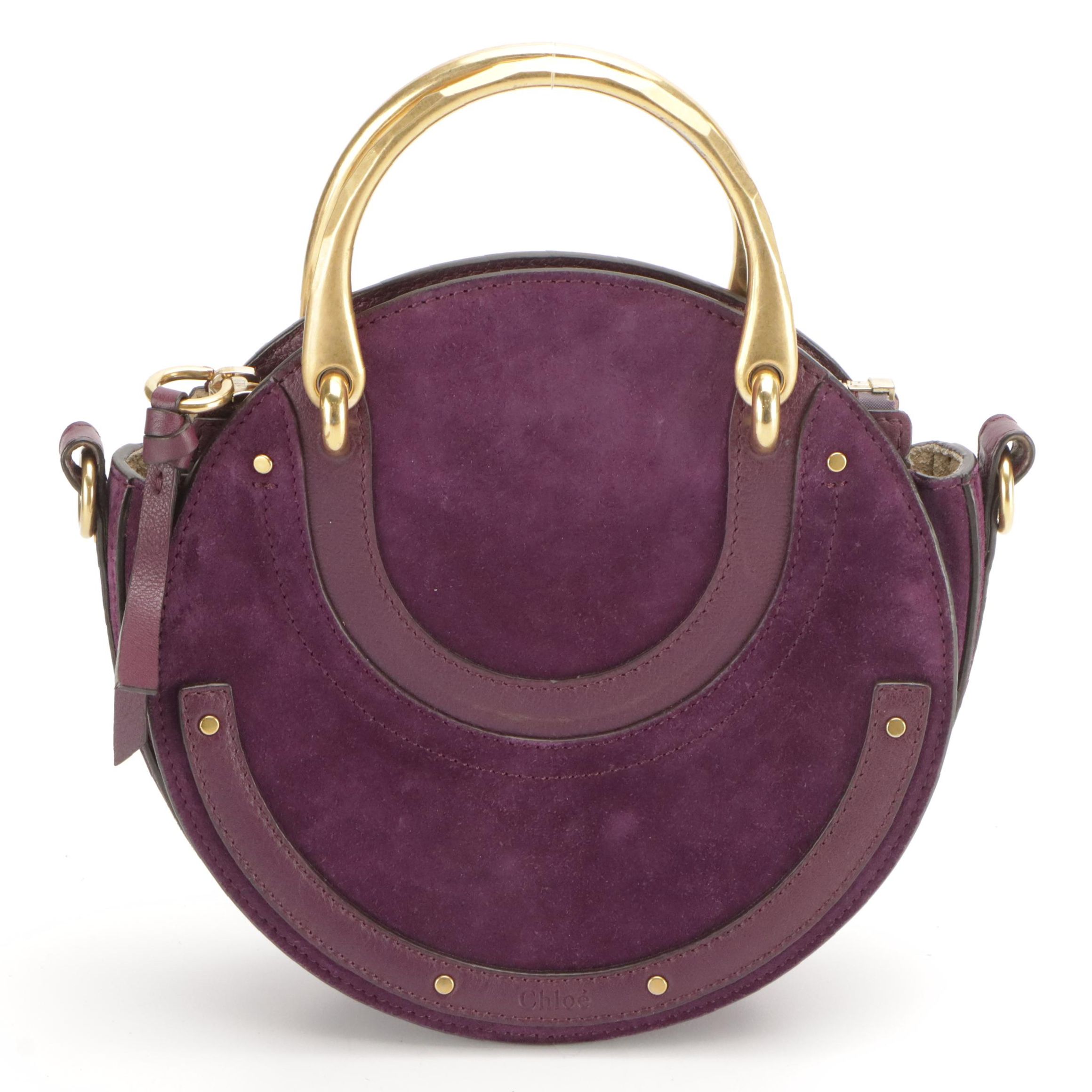 Chloé Pixie Handlebar Crossbody Bag in Violet Suede and Leather