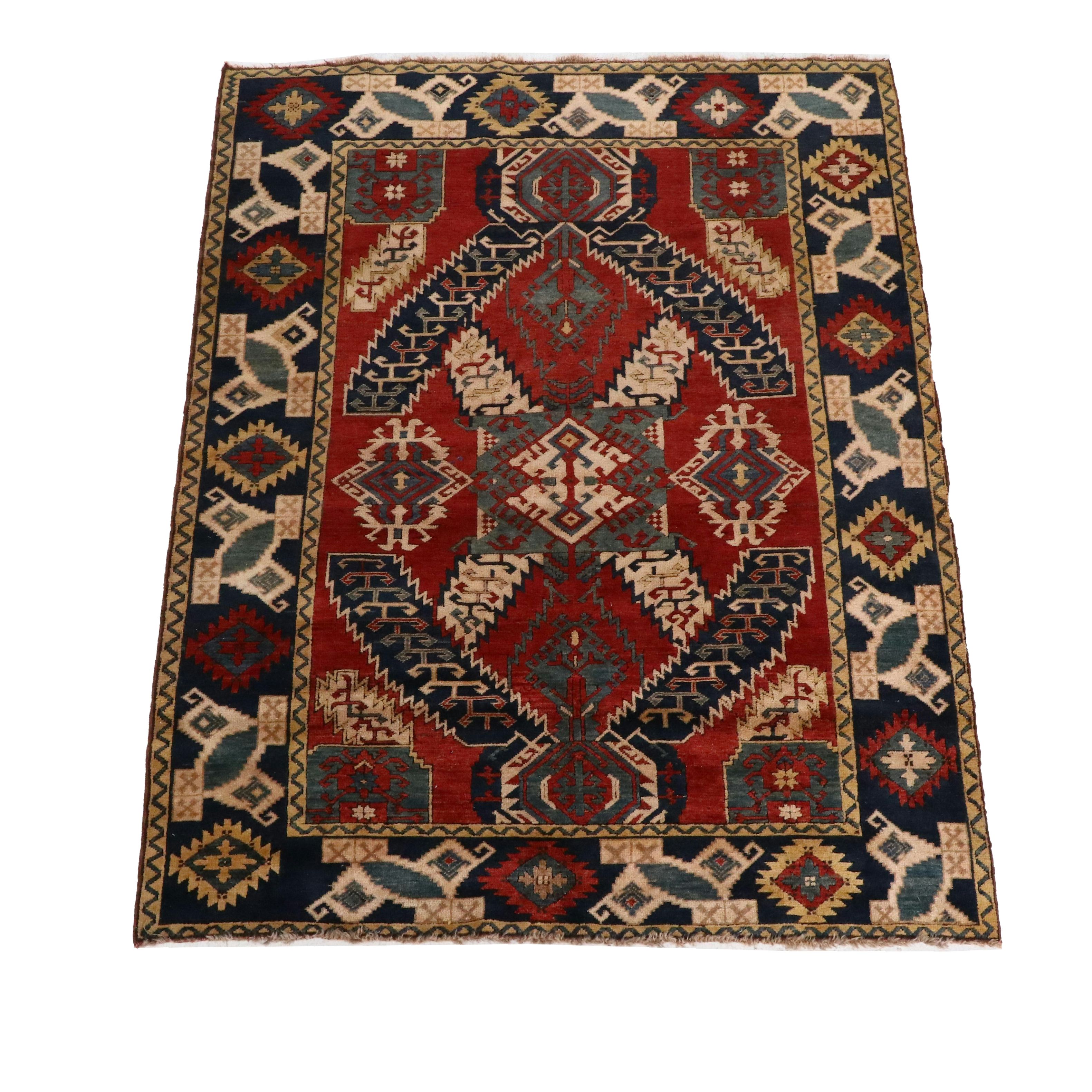 5'2 x 7'1 Hand-Knotted Caucasian Kazak Area Rug