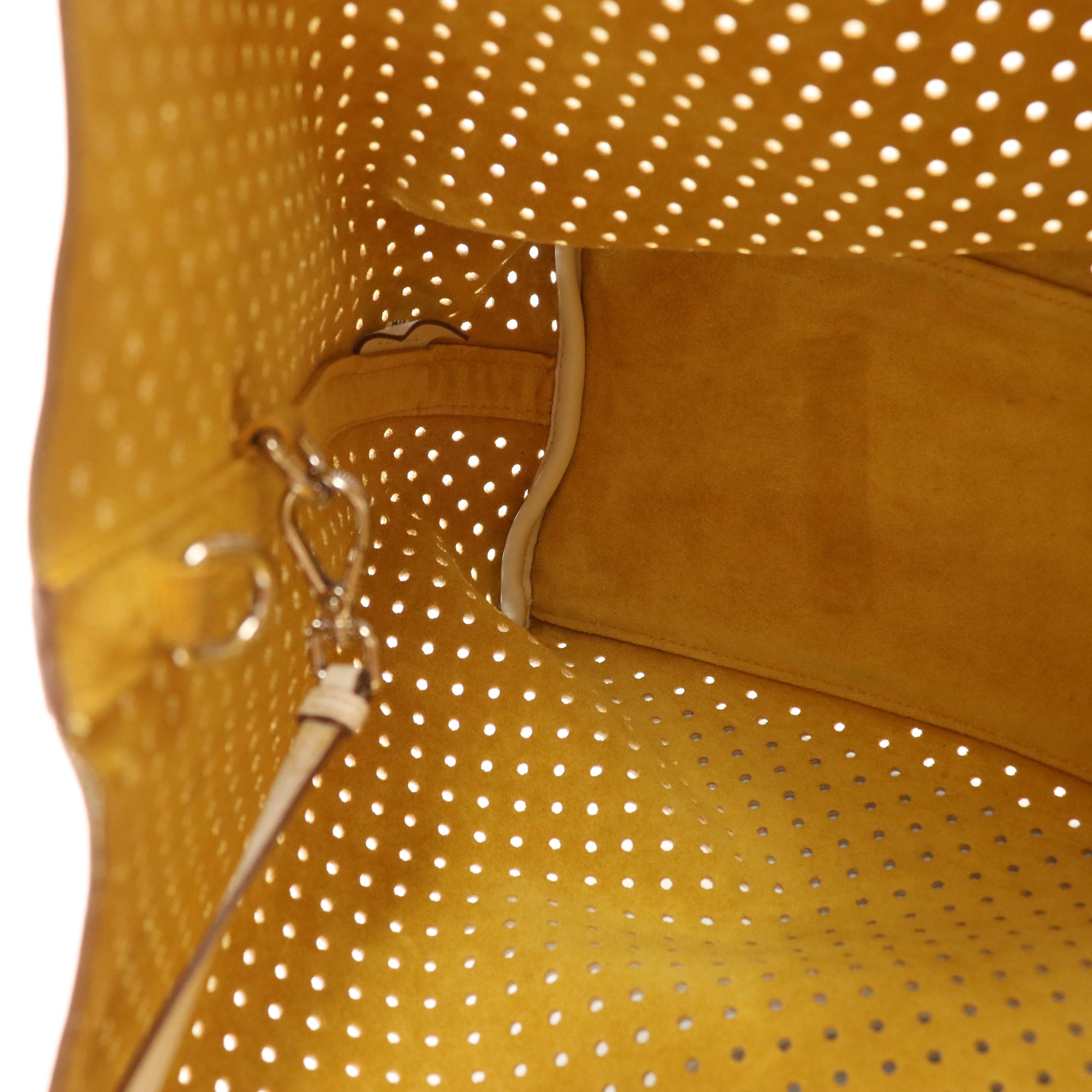 Prada Ivory Perforated Leather Two-Way Tote Bag and Zip Pouch