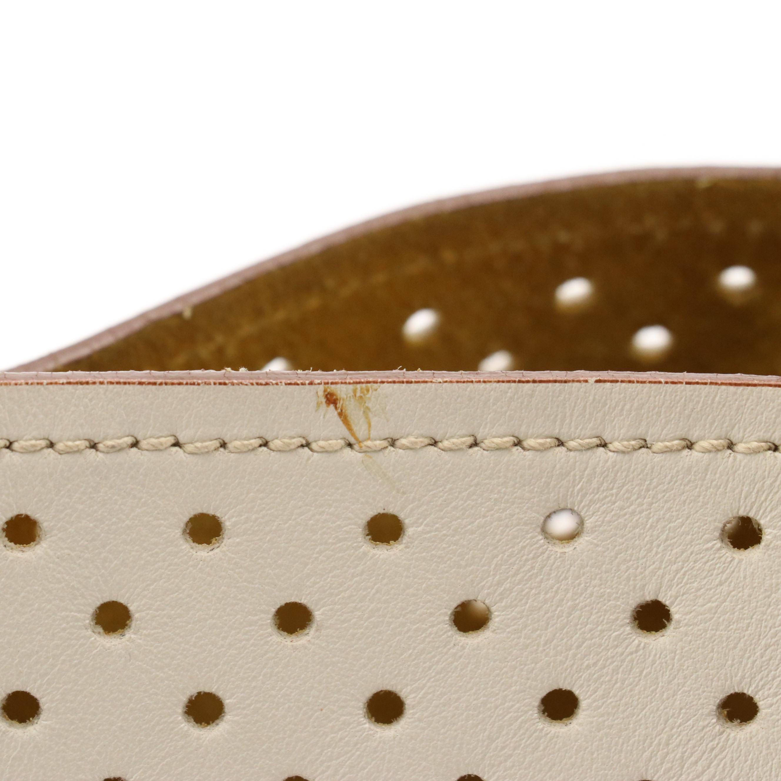 Prada Ivory Perforated Leather Two-Way Tote Bag and Zip Pouch