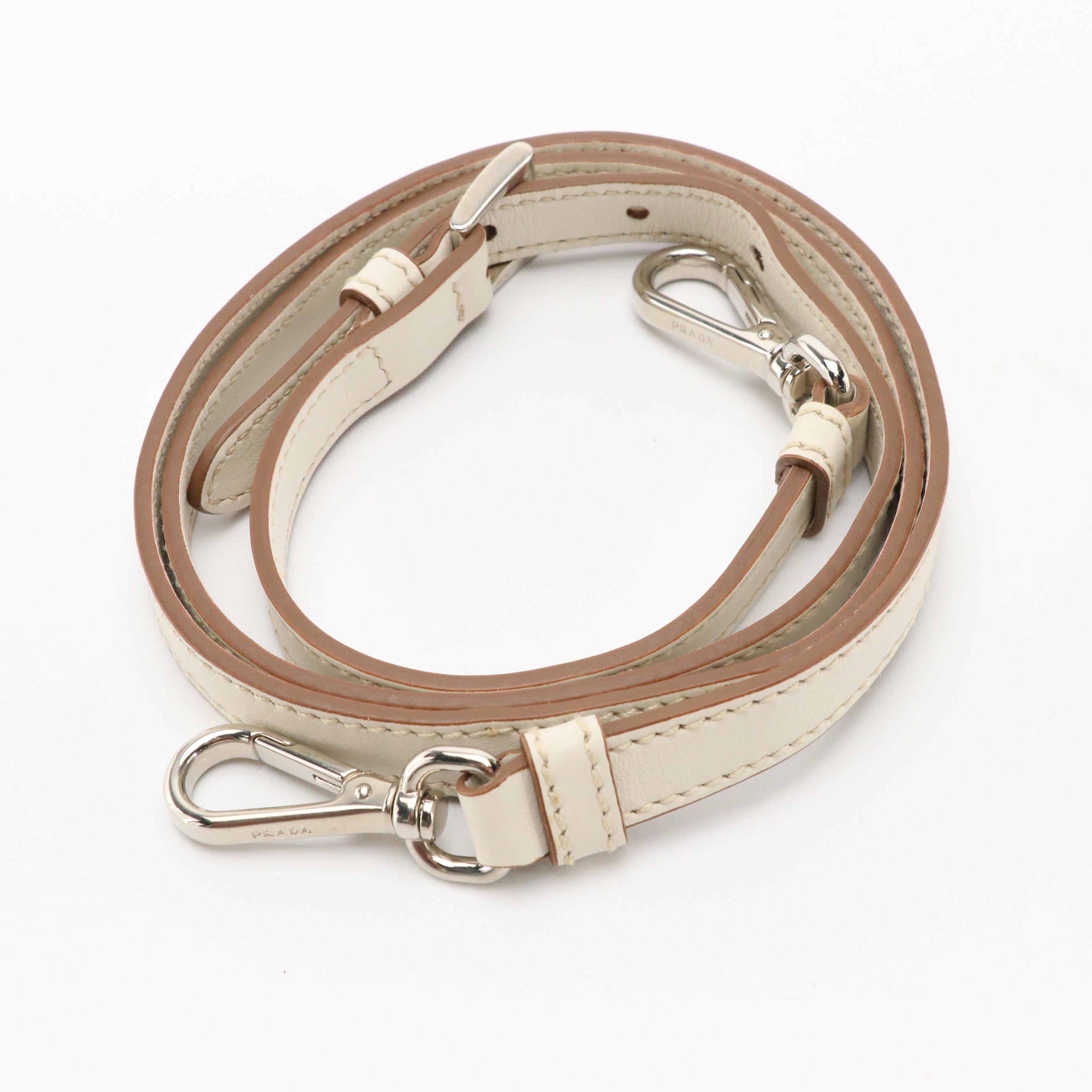 Prada Ivory Perforated Leather Two-Way Tote Bag and Zip Pouch