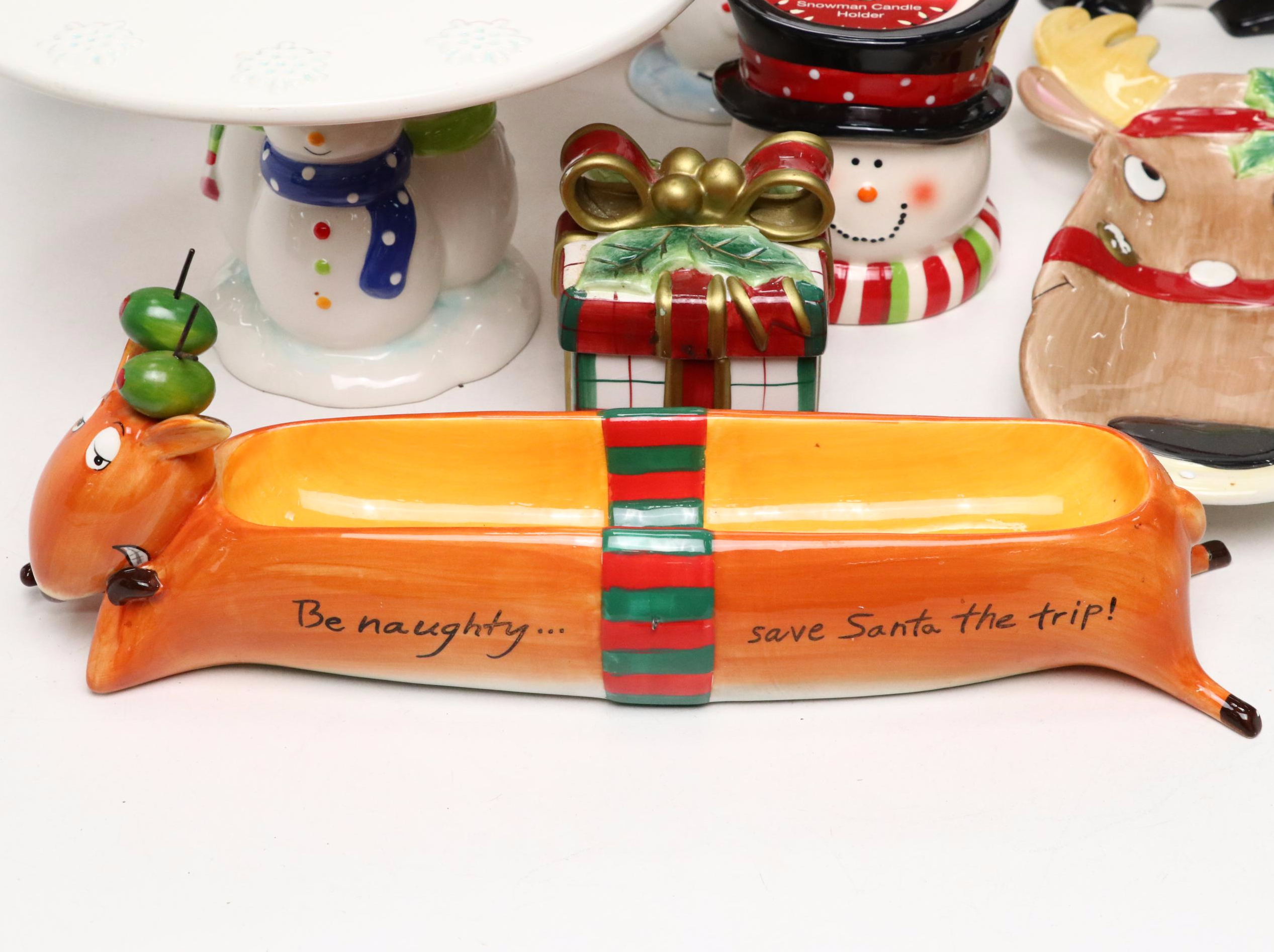 Target Ceramic Snowman Cake Stand with Fitz & Floyd Ceramic Box and More