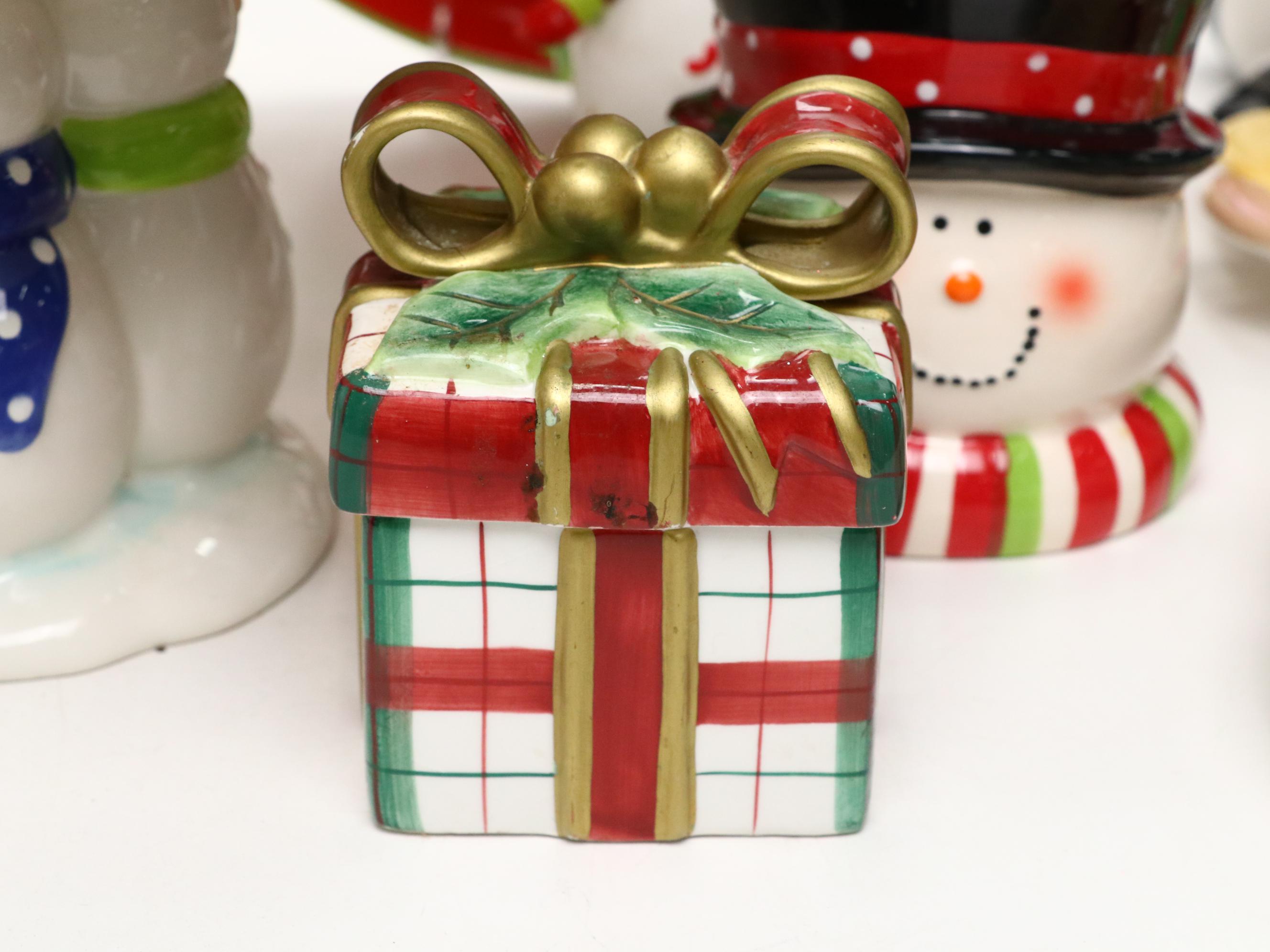 Target Ceramic Snowman Cake Stand with Fitz & Floyd Ceramic Box and More