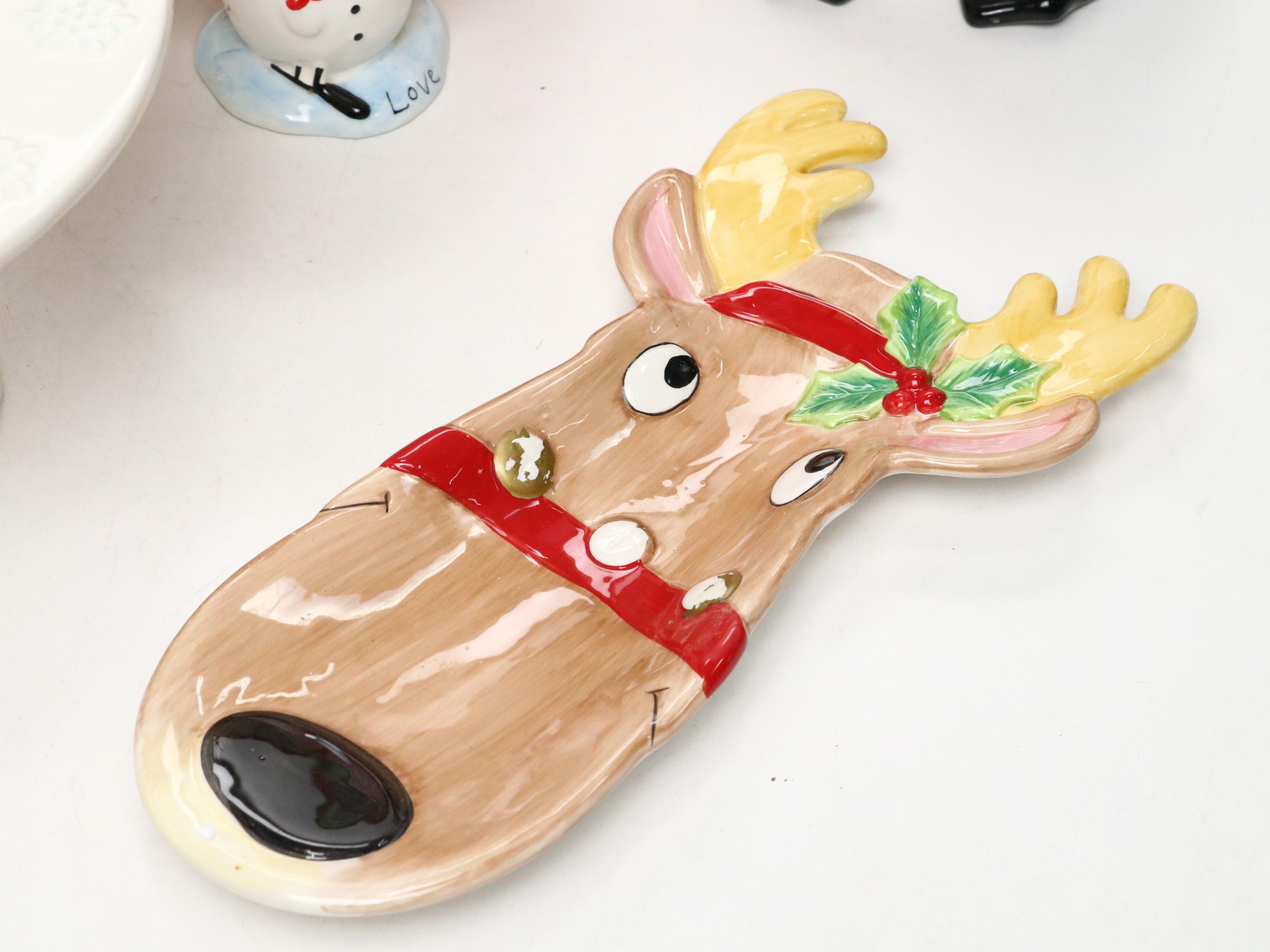 Target Ceramic Snowman Cake Stand with Fitz & Floyd Ceramic Box and More