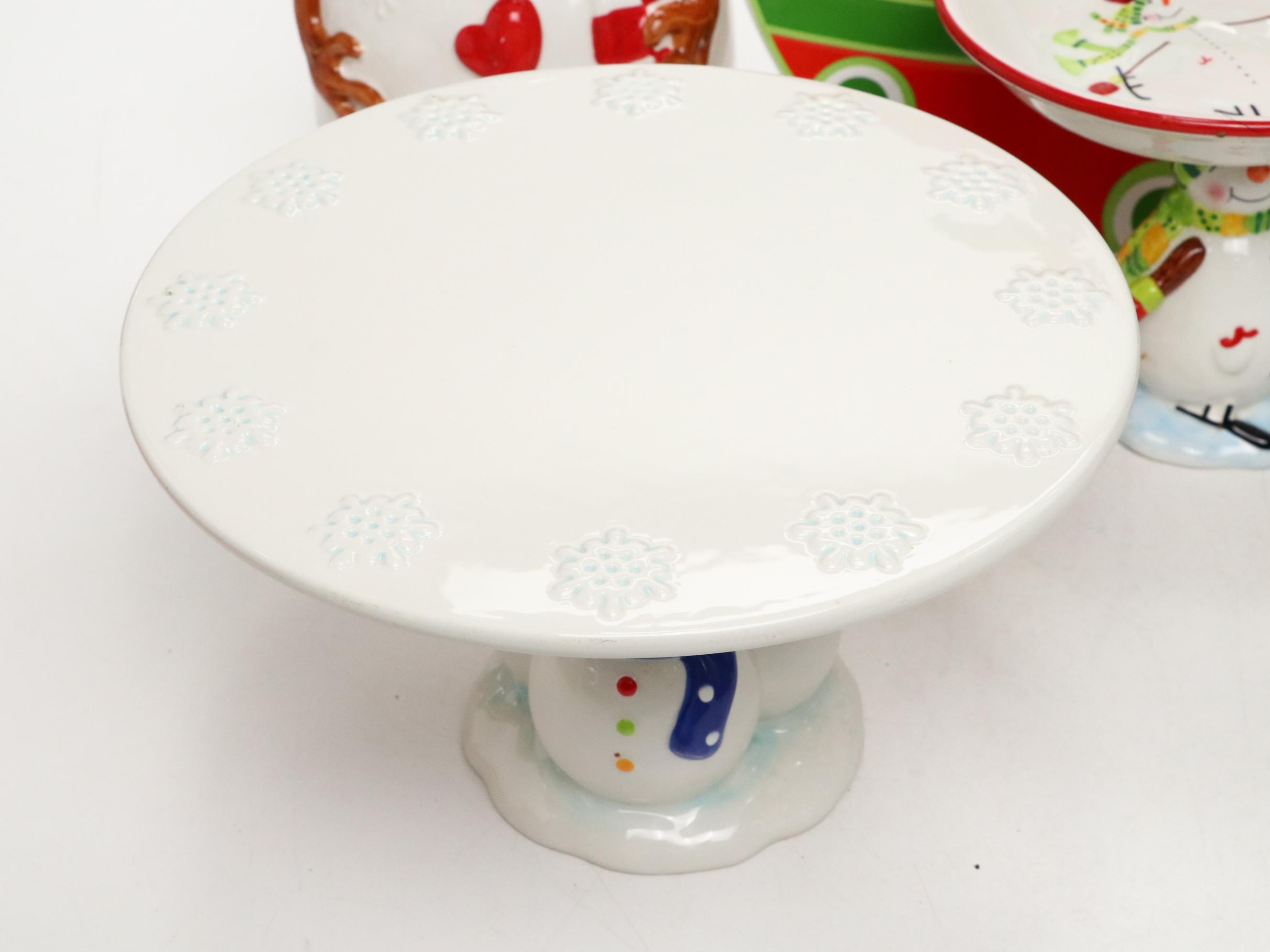 Target Ceramic Snowman Cake Stand with Fitz & Floyd Ceramic Box and More