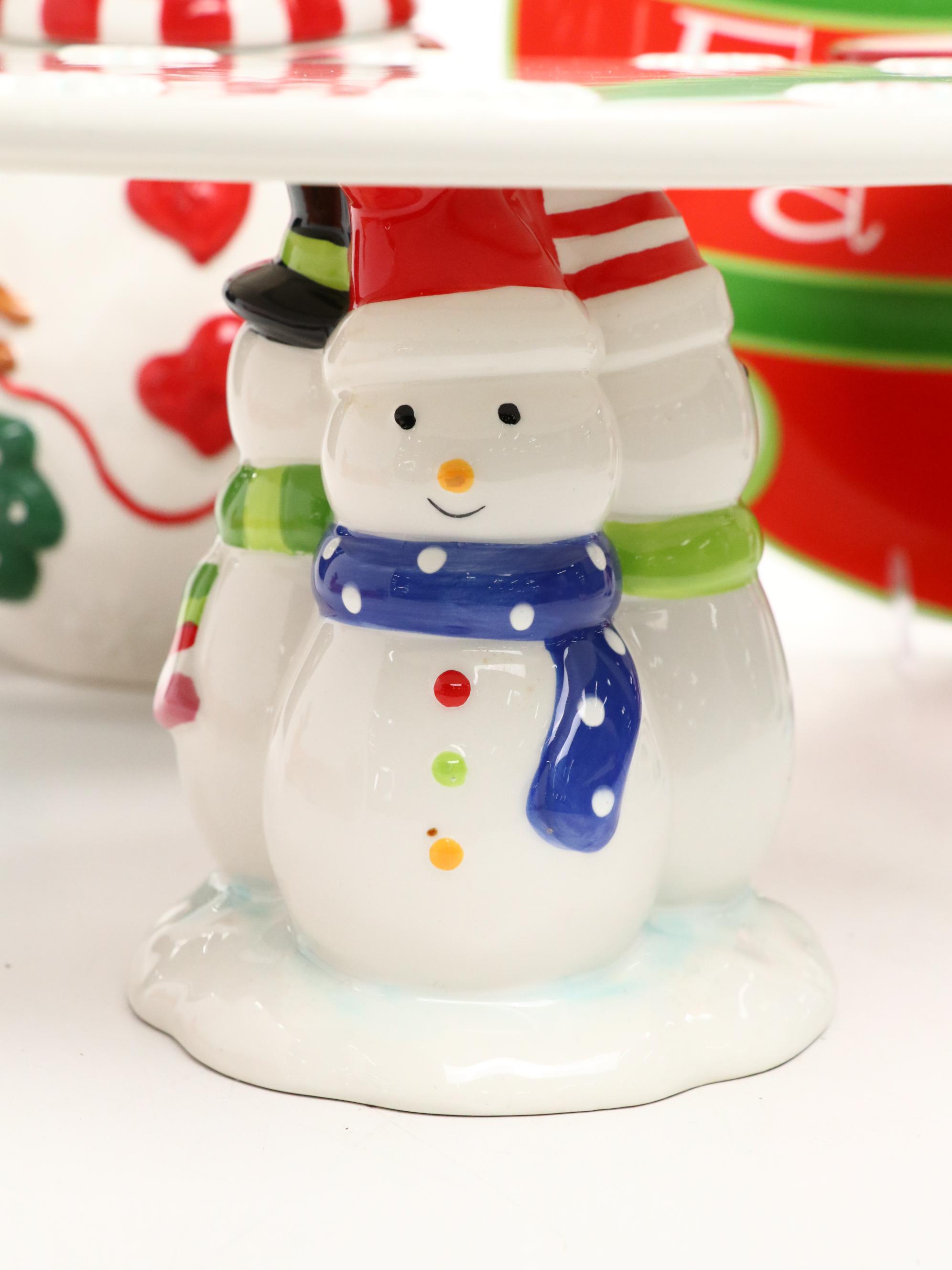 Target Ceramic Snowman Cake Stand with Fitz & Floyd Ceramic Box and More